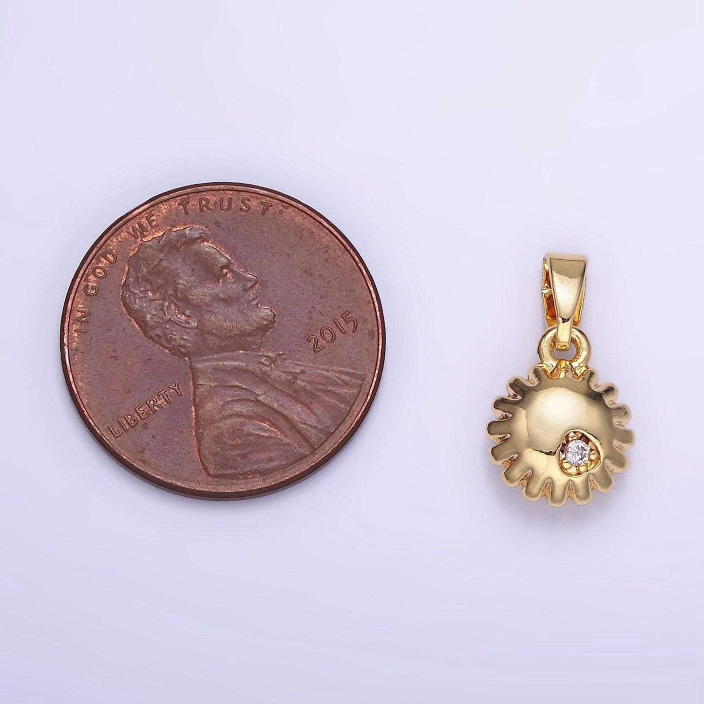 14k gold filled cz celestial sun puffed mini pendant | aa-1176