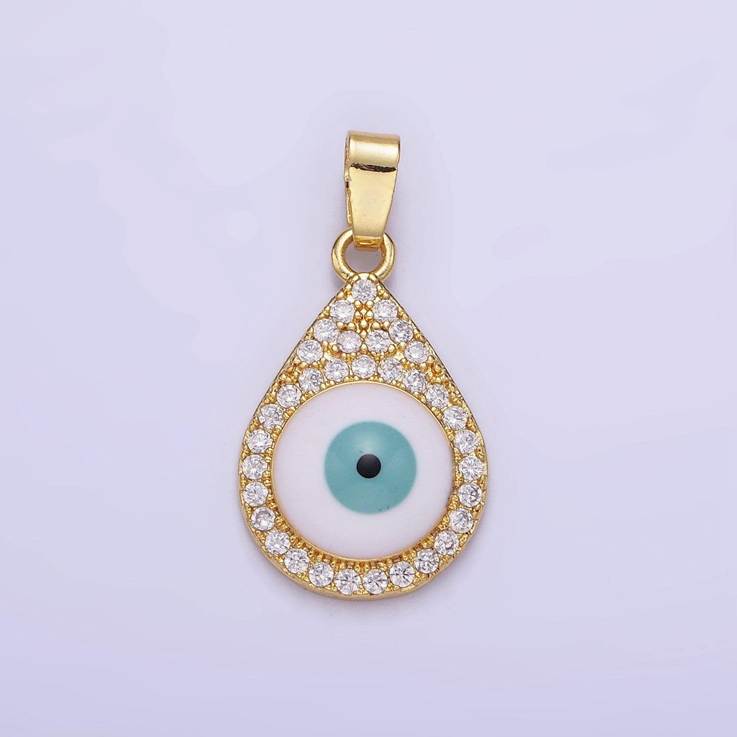 14k gold filled evil eye micro paved cz teardrop pendant | aa-1173