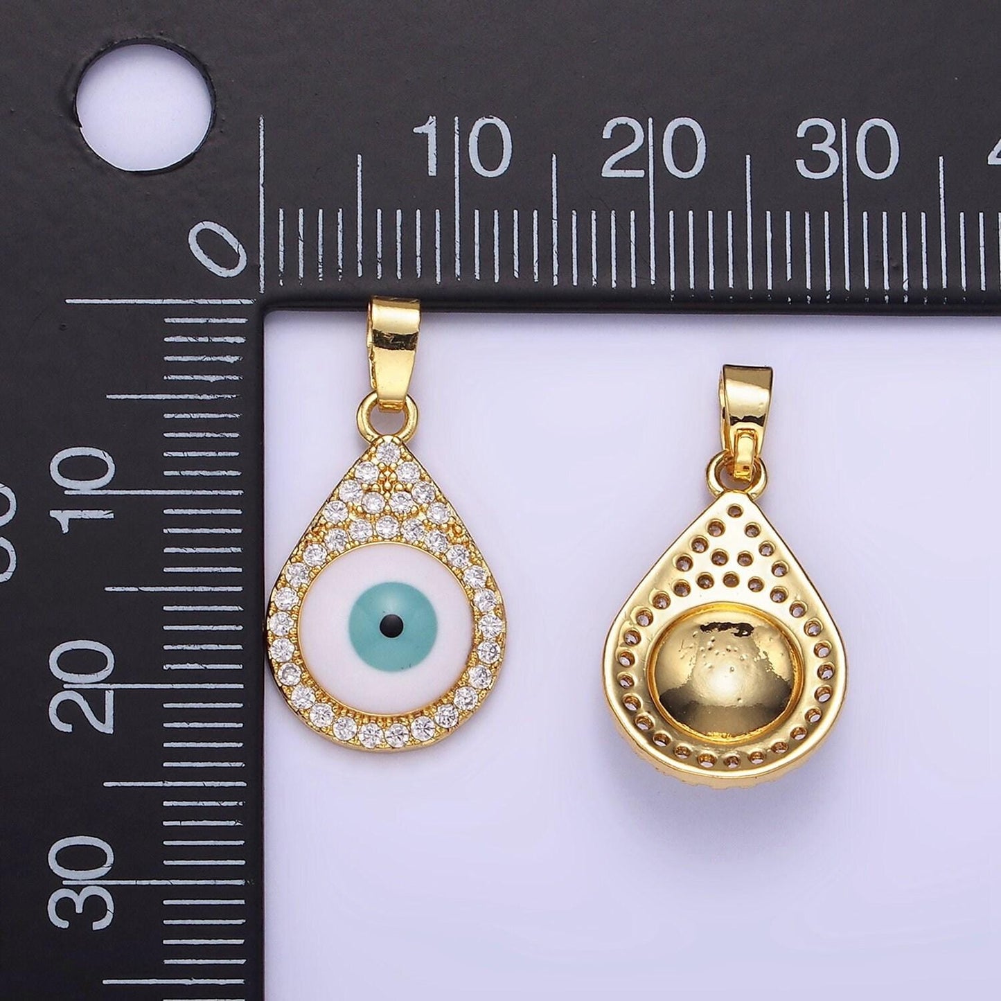 14k gold filled evil eye micro paved cz teardrop pendant | aa-1173