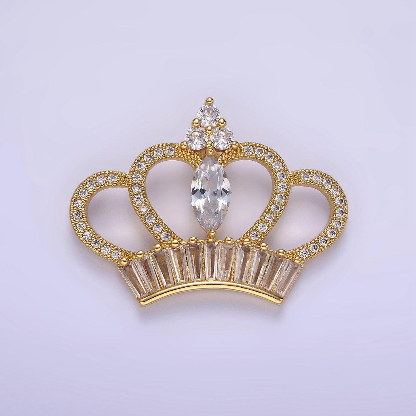 Dainty golden princess crown charm cubic crown charms, corona, gold princess clear cz for necklace component aa1133