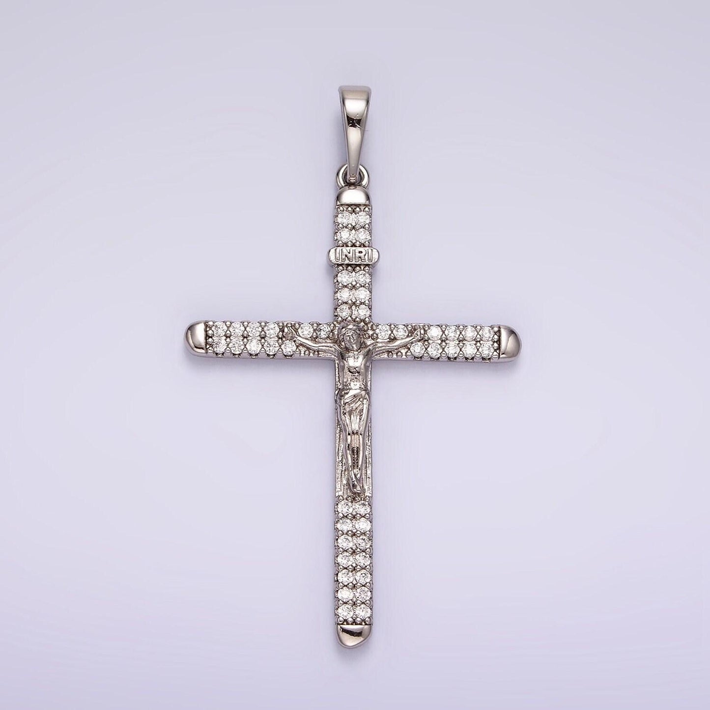 Silver cross pendant crucifix charm jesus on the cross for religious jewelry making aa-1123