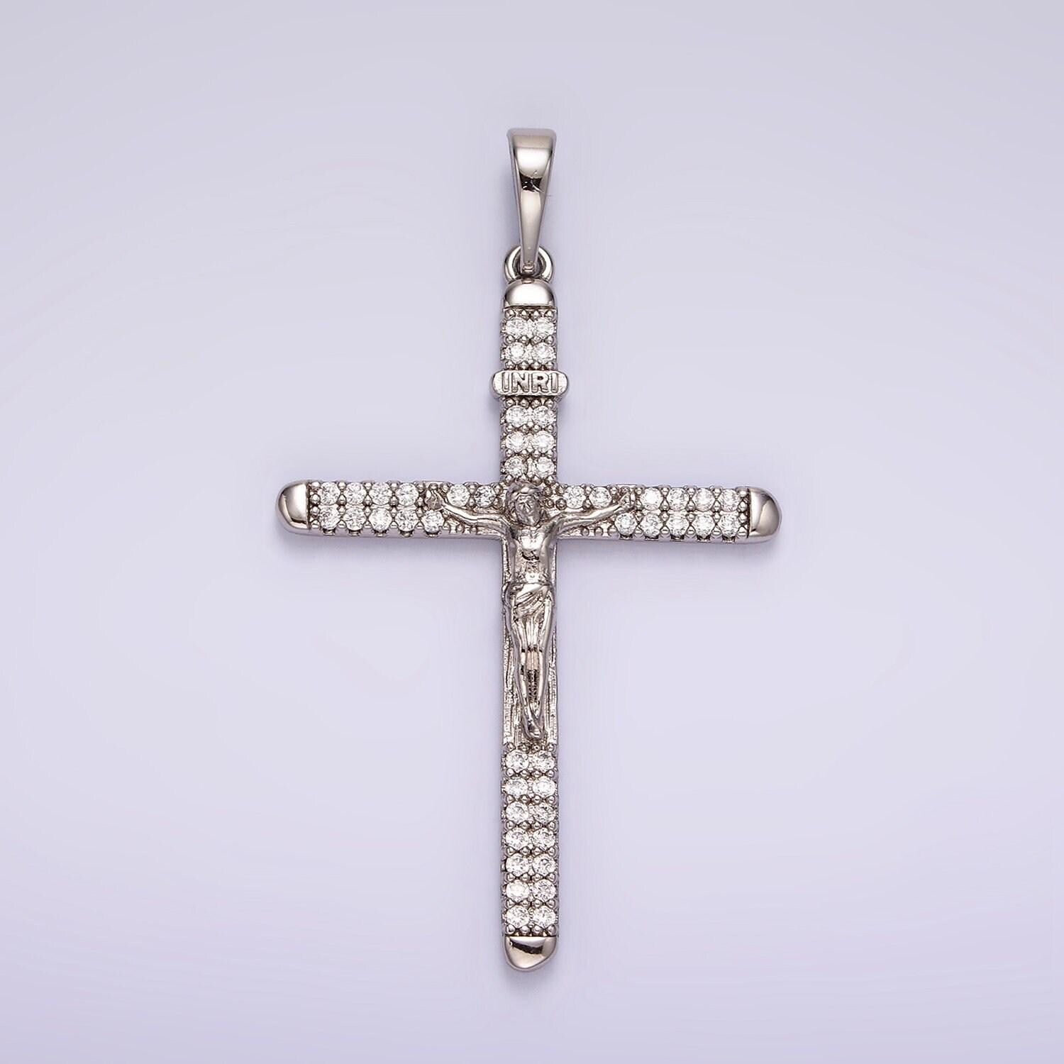 Silver cross pendant crucifix charm jesus on the cross for religious jewelry making aa-1123