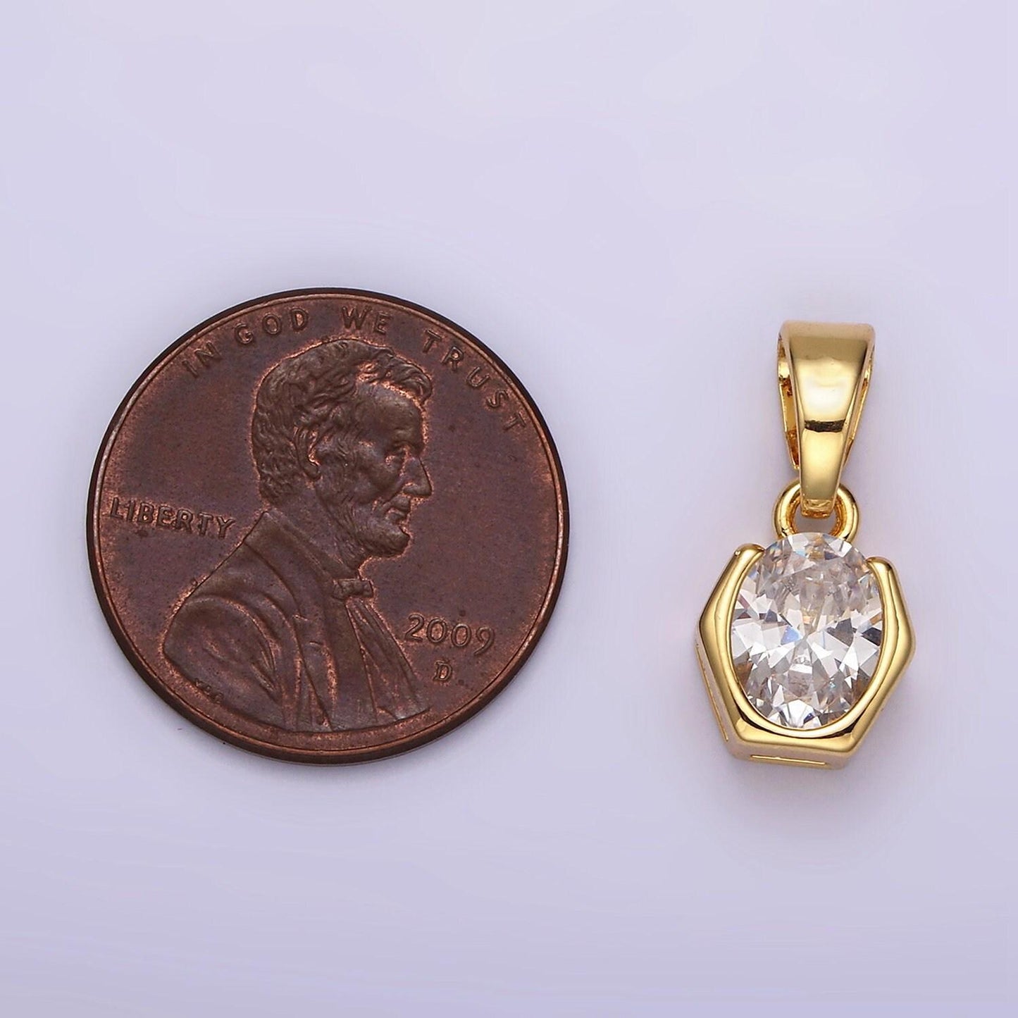 Soft hexagon shape pendant, cz charm add-on charm | aa-1105
