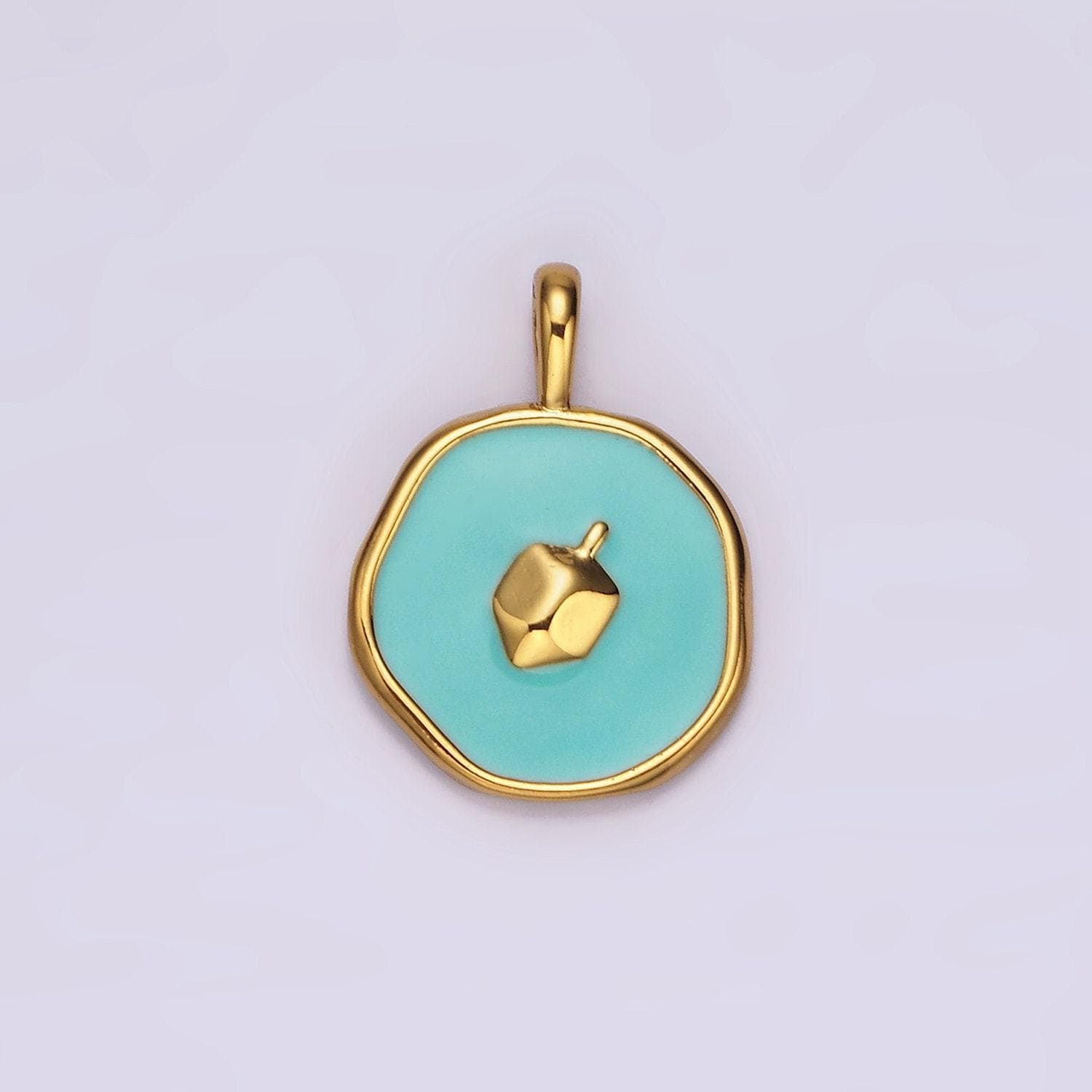 14k gold filled dreidel charm jerusalem pendant blue teal enamel jewish charm for hannukah gift idea aa1093
