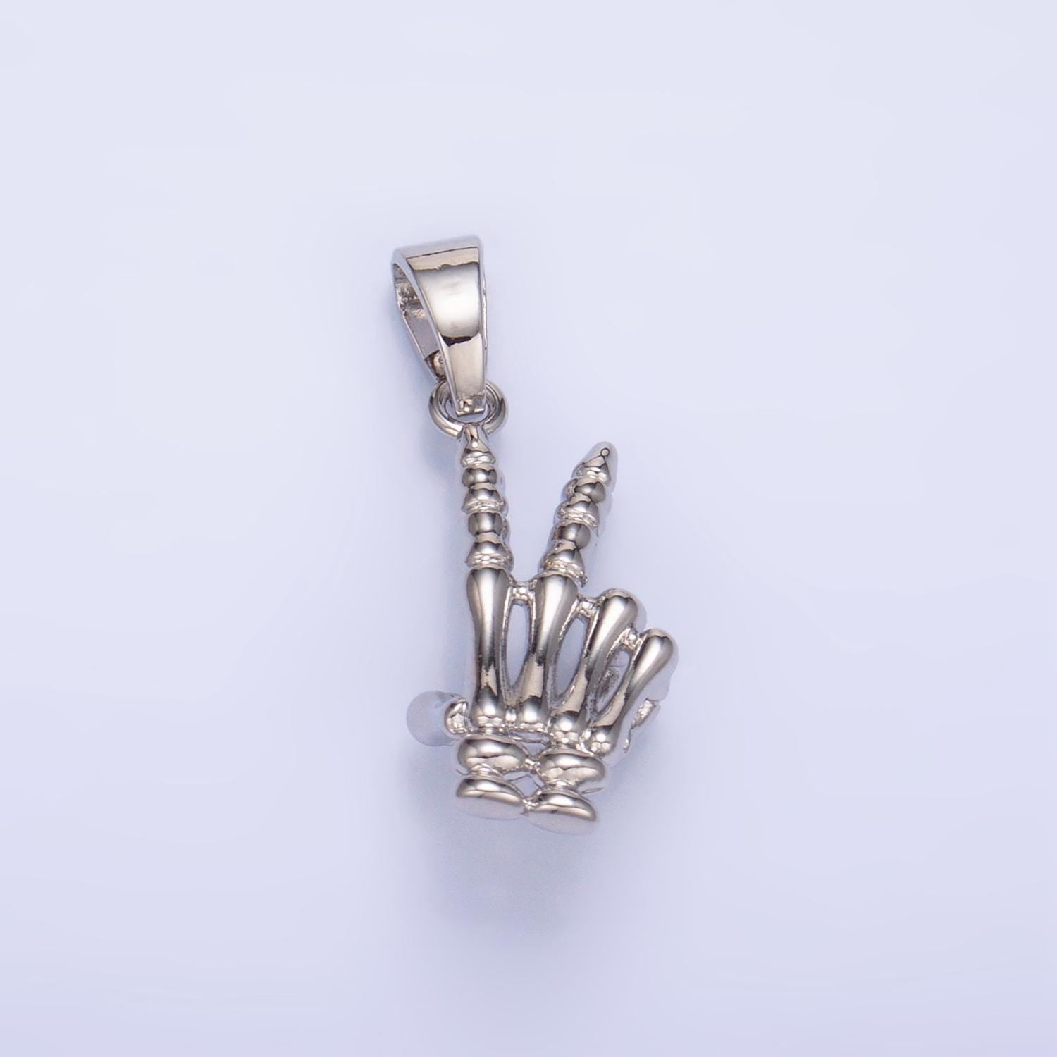 Dainty bone skeleton peace finger charm gold hand gesture charm skull pendant for bracelet necklace earring supply component aa1001