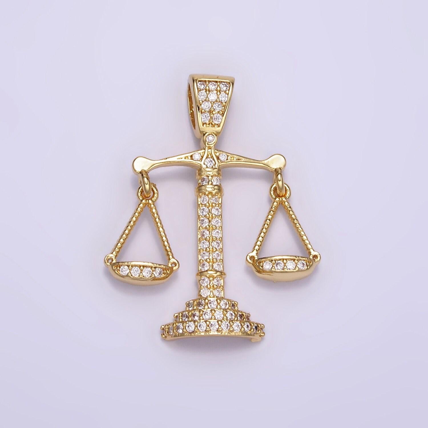 18k gold the scale of justice, zodiac sign charm, dainty libra scales sign astrology pendant charm for necklace earring supply aa071