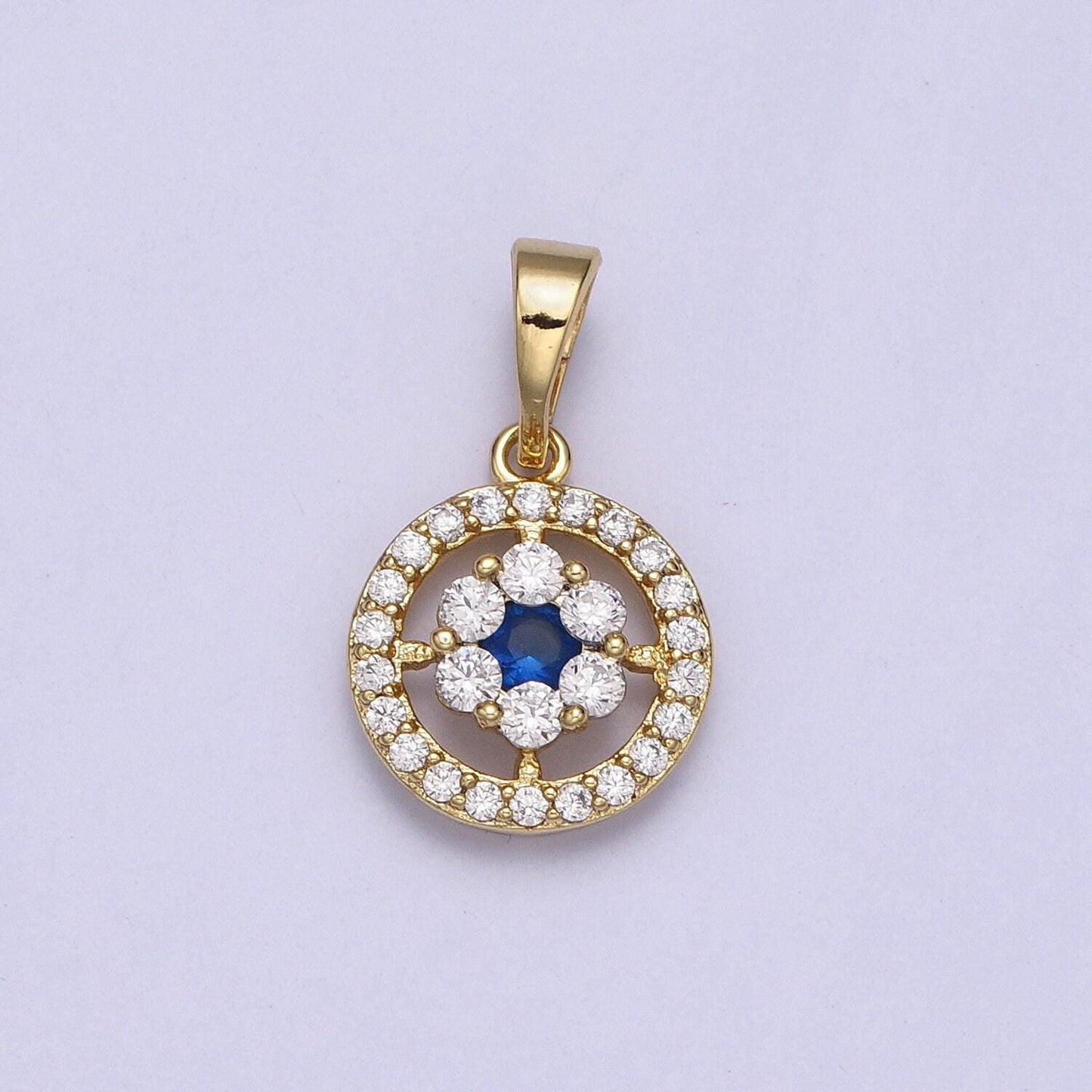 Green, blue, pink, clear round disc charm, 14k gold filled cz micro pave disc pendant, cubic zirconia, small disc pendant 19.6x11.2mm aa042