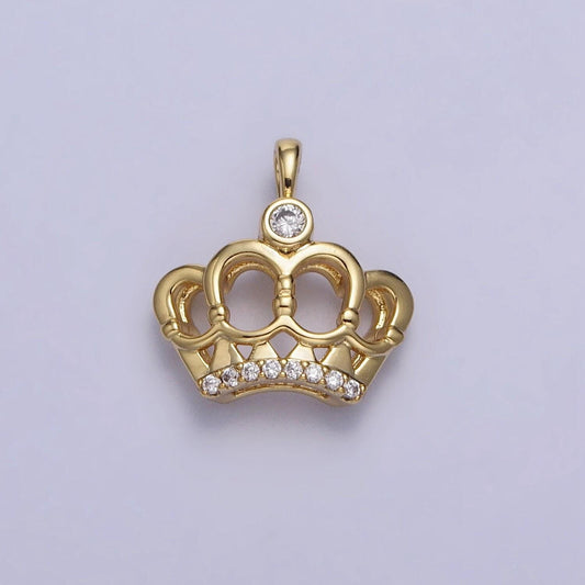 Mini 14k gold filled tiara charm, micro cz pave princess crown pendant, diy fashion jewelry making supply for necklace, bracelet aa035
