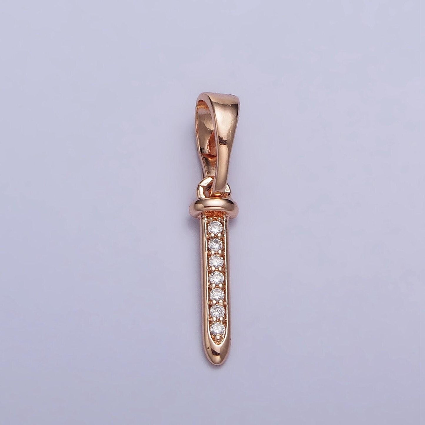18k gold filled nail charm pendant micro pave pinky gold nail pendant dainty charm aa-027