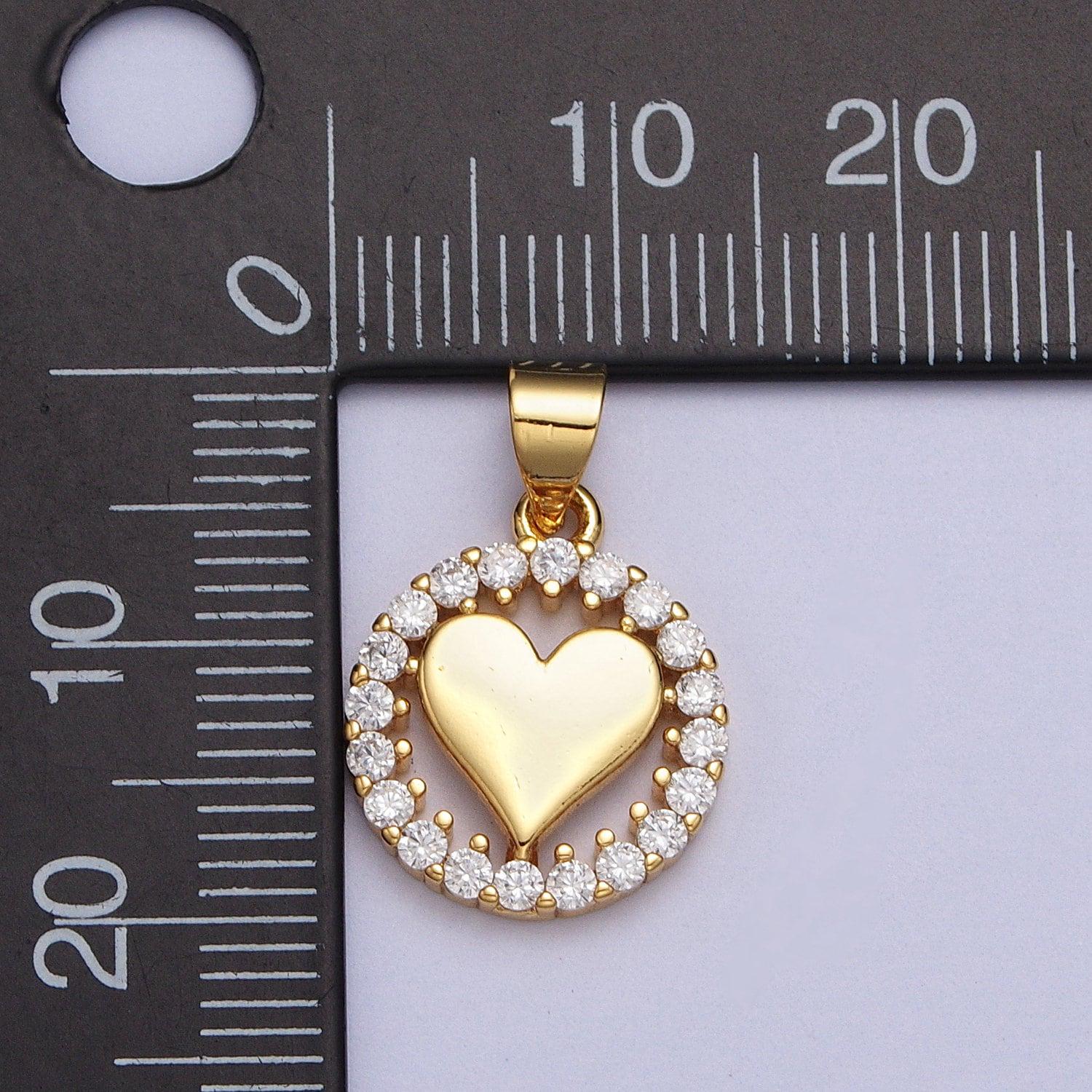 Dainty gold heart charm cubic coin medallion pendant charm for bracelet necklace minimalist jewelry making craft supplies aa-007