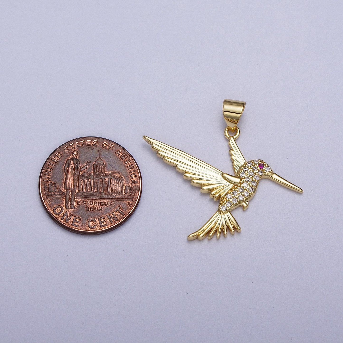 Dainty gold hummingbird charm, clear cz micro pave silver bird pendant for bracelet necklace earrings jewelry making supply aa-001