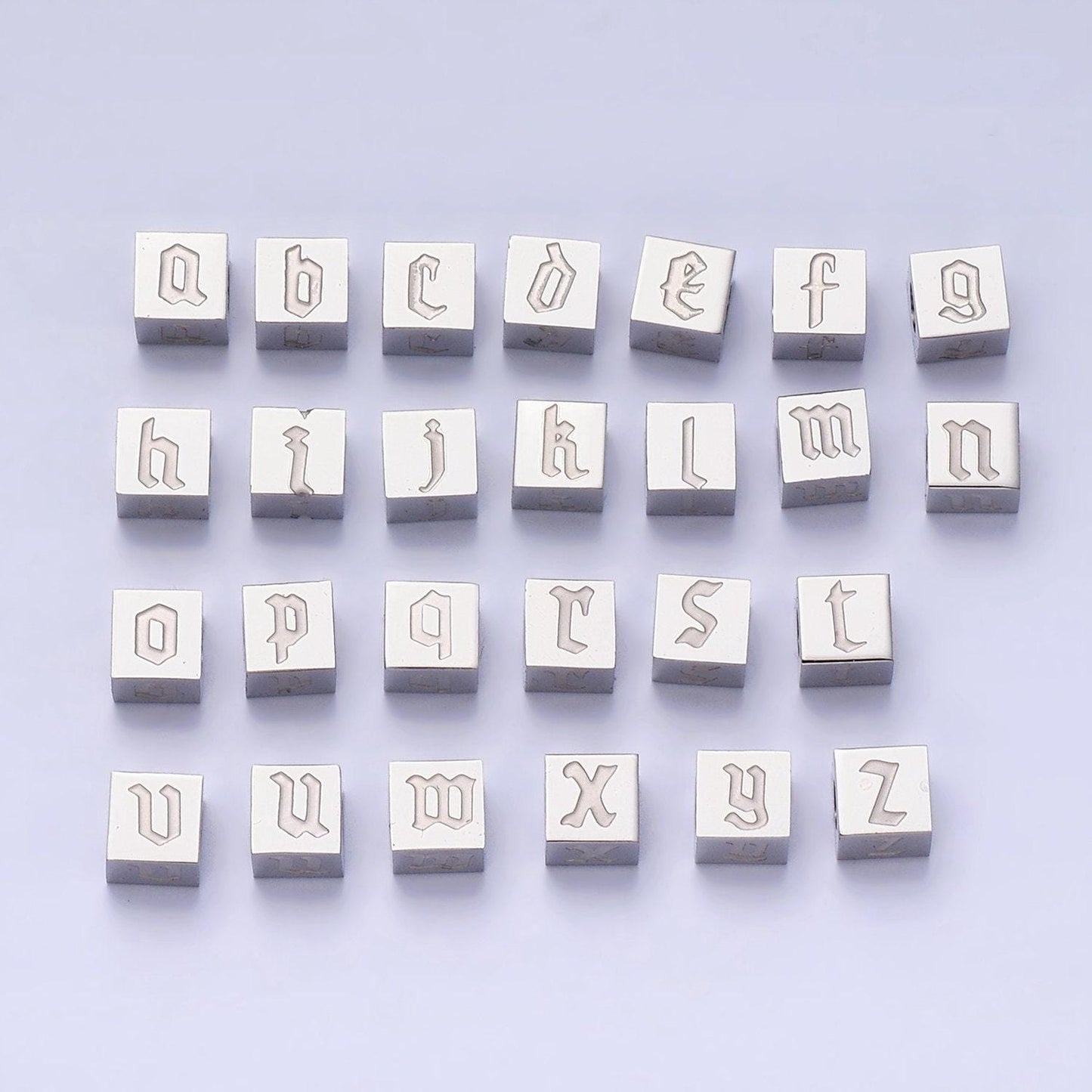 Stainless steel gothic letter bead spacer old english alphabet for bracelet necklace jewelry initial name charm supplies tarnish free a-950