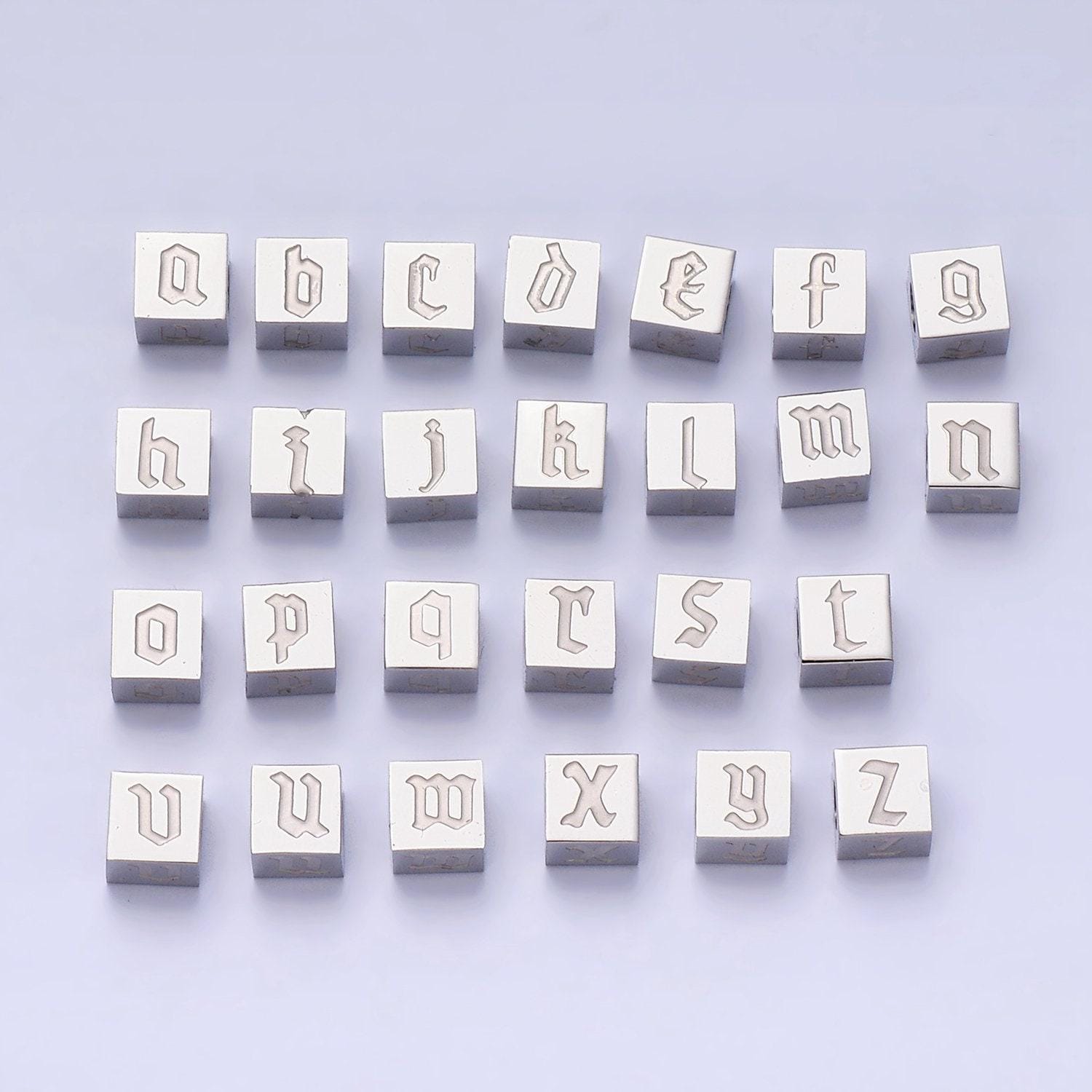 Stainless steel gothic letter bead spacer old english alphabet for bracelet necklace jewelry initial name charm supplies tarnish free a-950