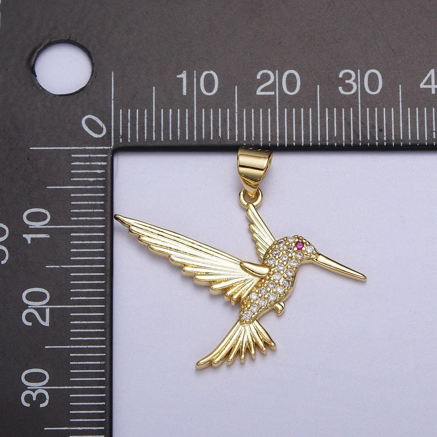 Dainty gold hummingbird charm, clear cz micro pave silver bird pendant for bracelet necklace earrings jewelry making supply aa-001