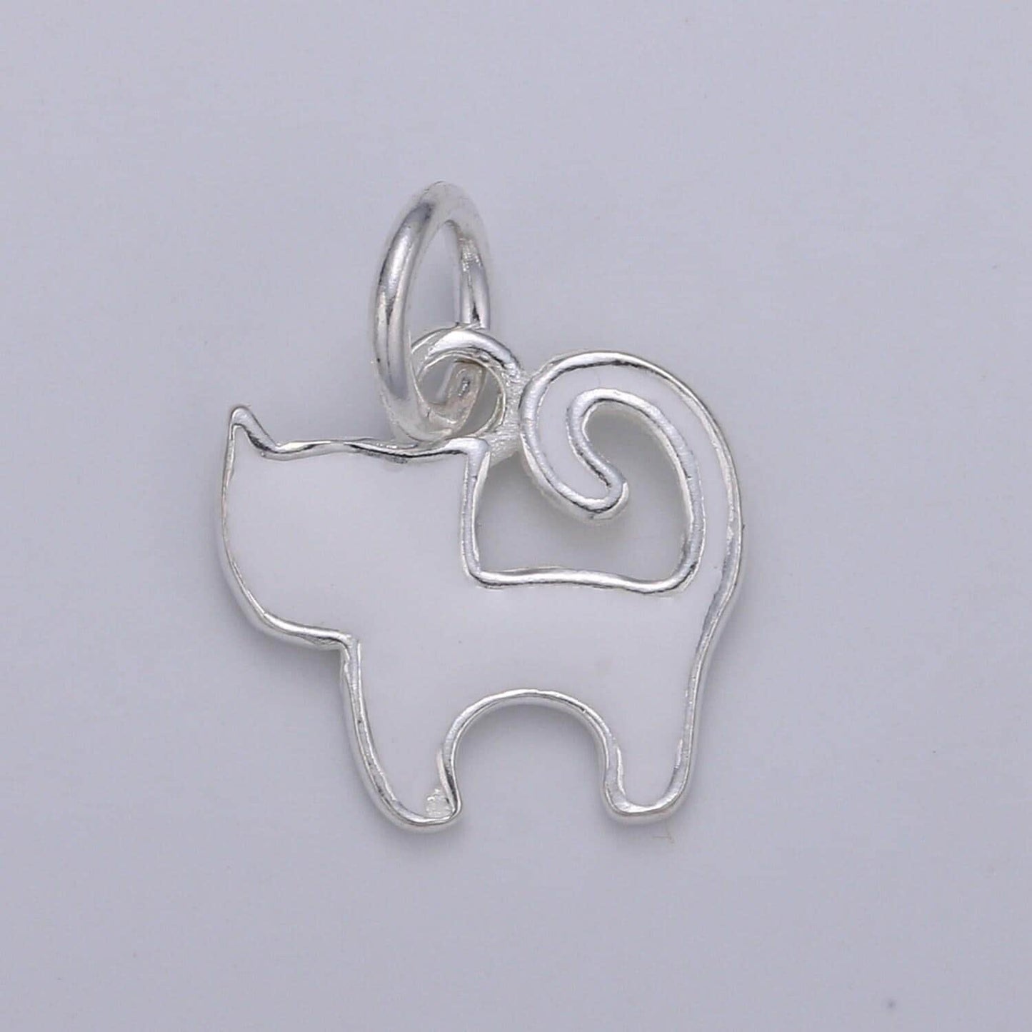 Dainty cat charm kitten black white cat enamel charm s925 sterling silver animal charm witch lover gift add on charm halloween jewelry