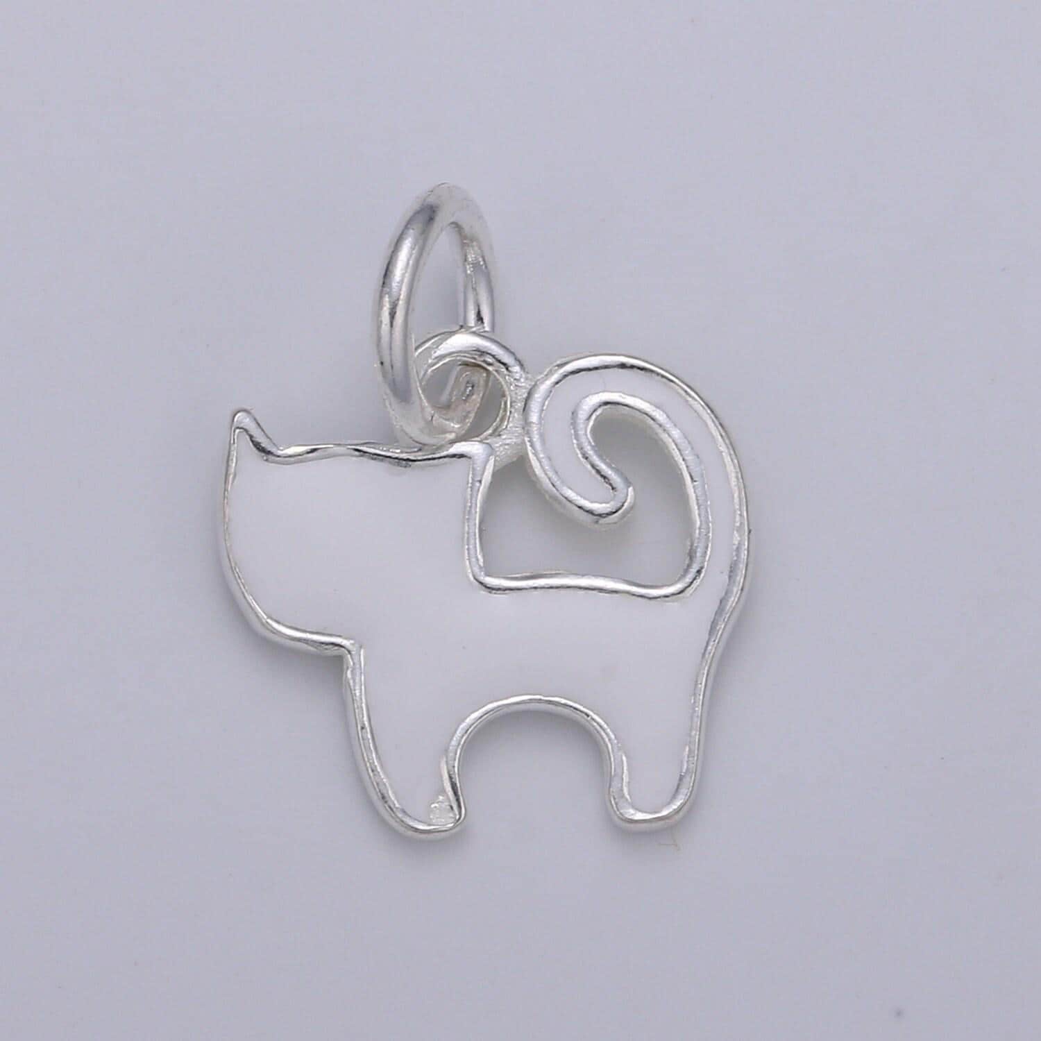 Dainty cat charm kitten black white cat enamel charm s925 sterling silver animal charm witch lover gift add on charm halloween jewelry