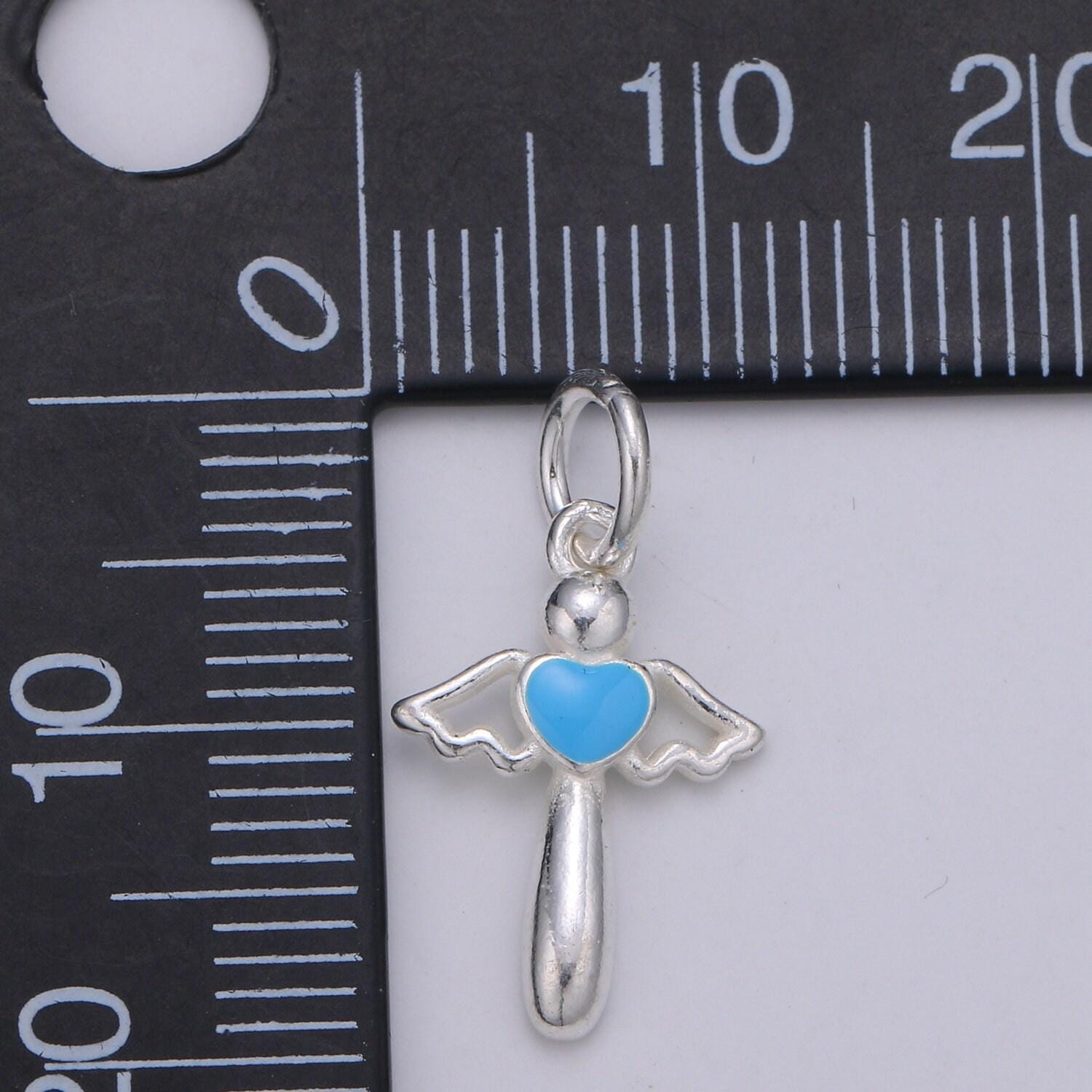 Mini angel wing s925 sterling silver jewelry findings heart pendant kids jewelry enamel love for bracelet earring necklace component