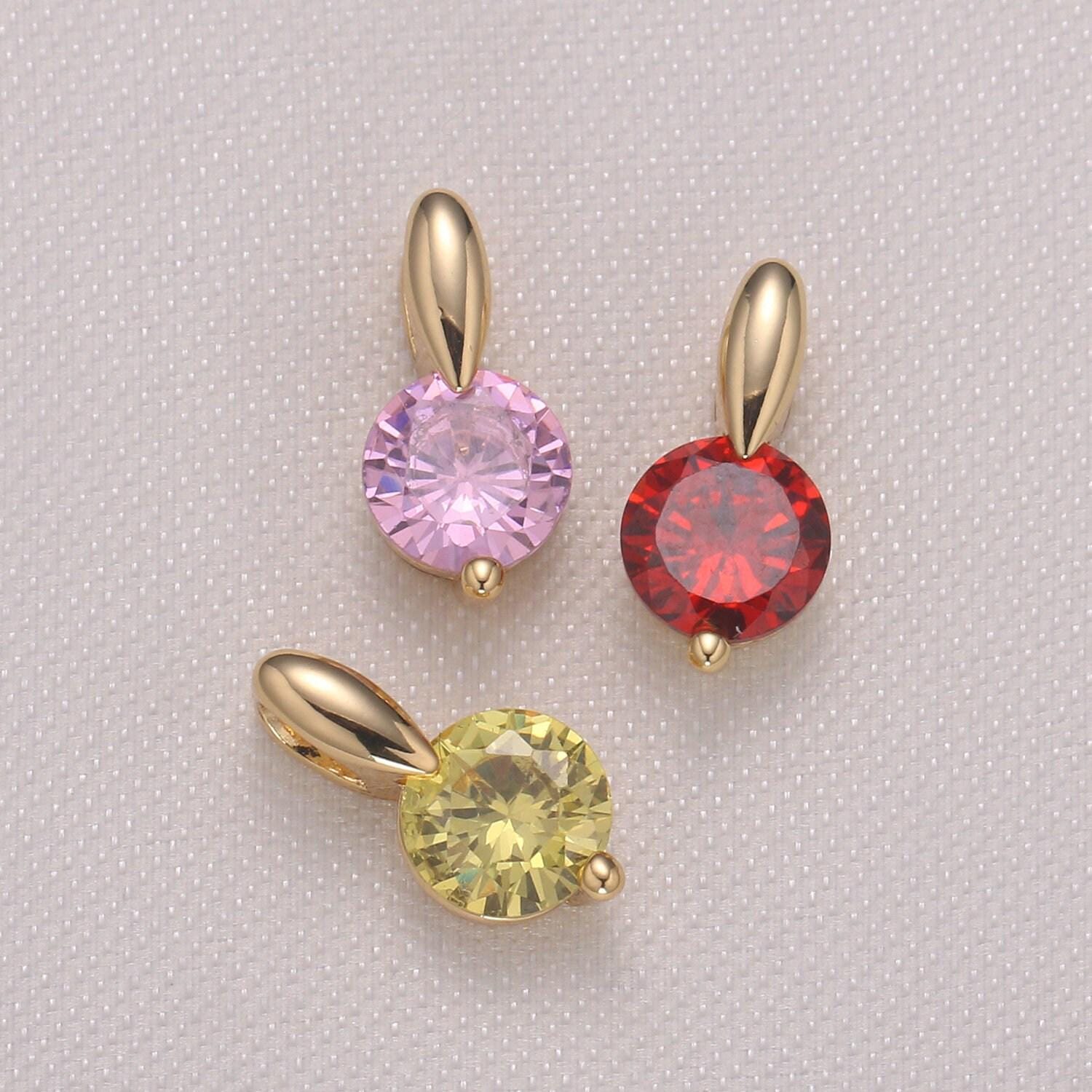 1x mini solitaire cz charm, crown pendant, clear micro cz pave round circle charm, 11x5mm, jewelry findings -984, 985
