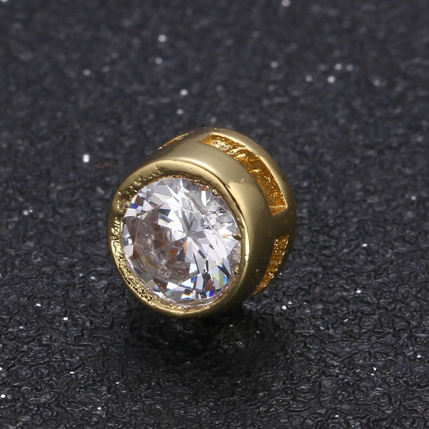 1x mini solitaire cz charm, round sleek pendant, color micro cz pave round circle charm, 8mm dia, spacer jewelry findings -119 - 126