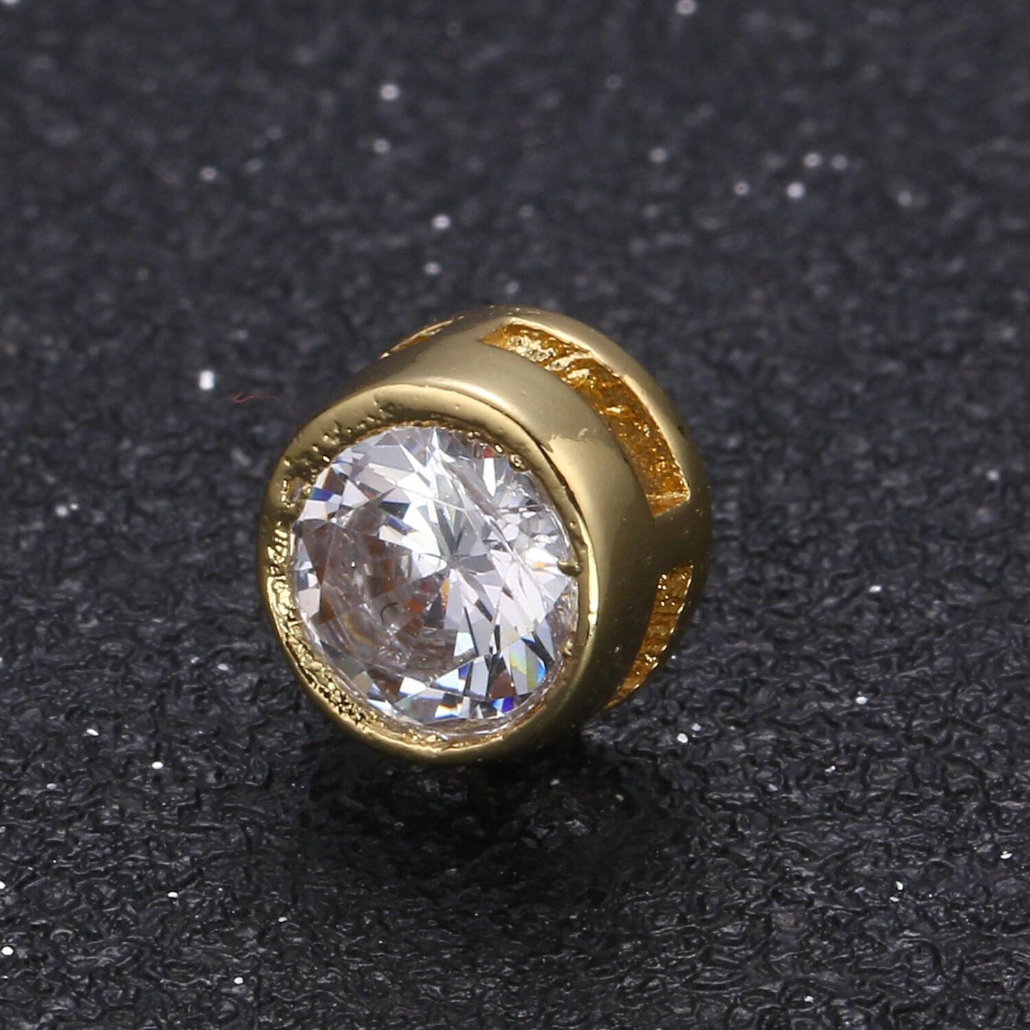 1x mini solitaire cz charm, round sleek pendant, color micro cz pave round circle charm, 8mm dia, spacer jewelry findings -119 - 126