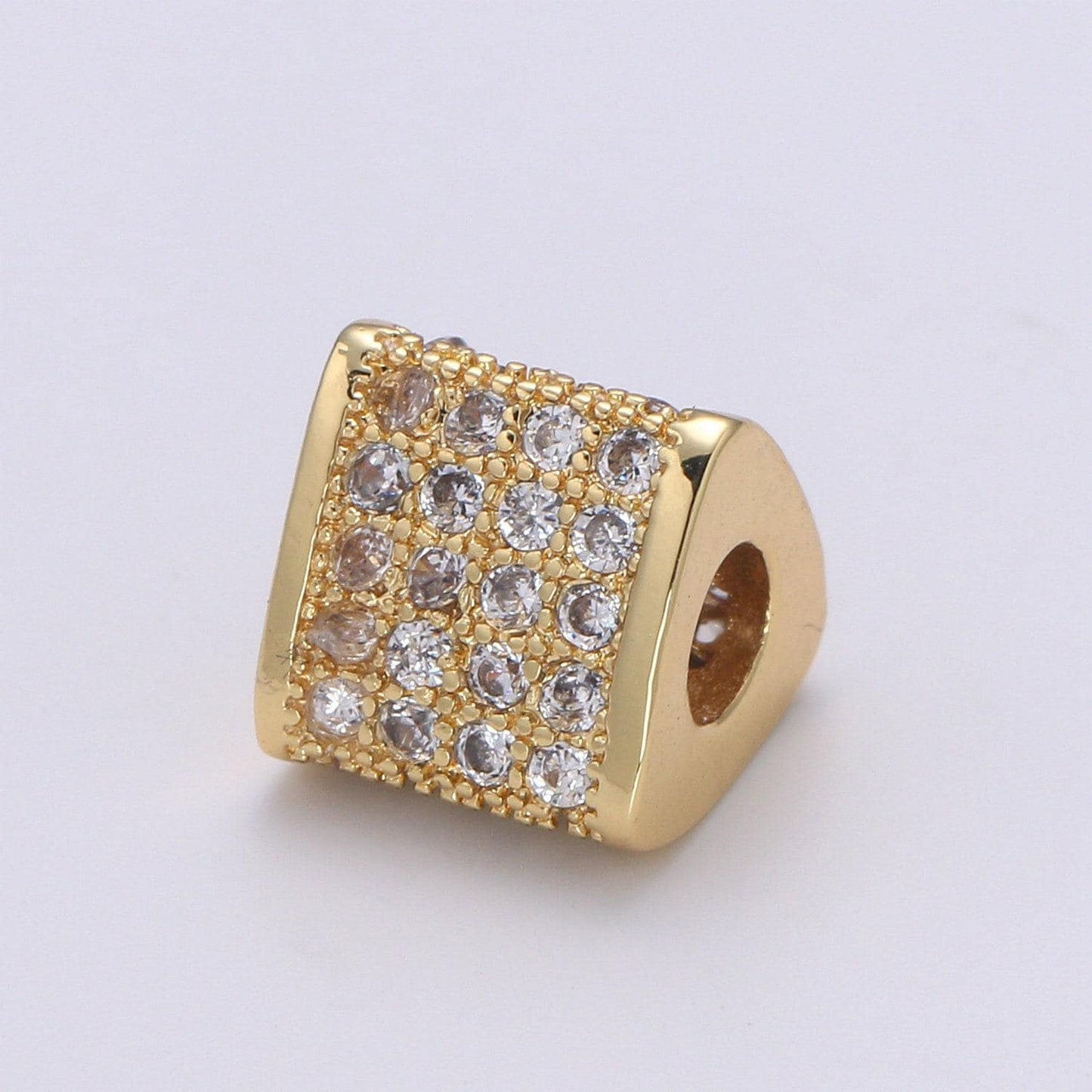 1pc triangle gold cubic pave pattern beads spacer beads, for diy jewelry making european charms beaded bracelet-1060, 1061