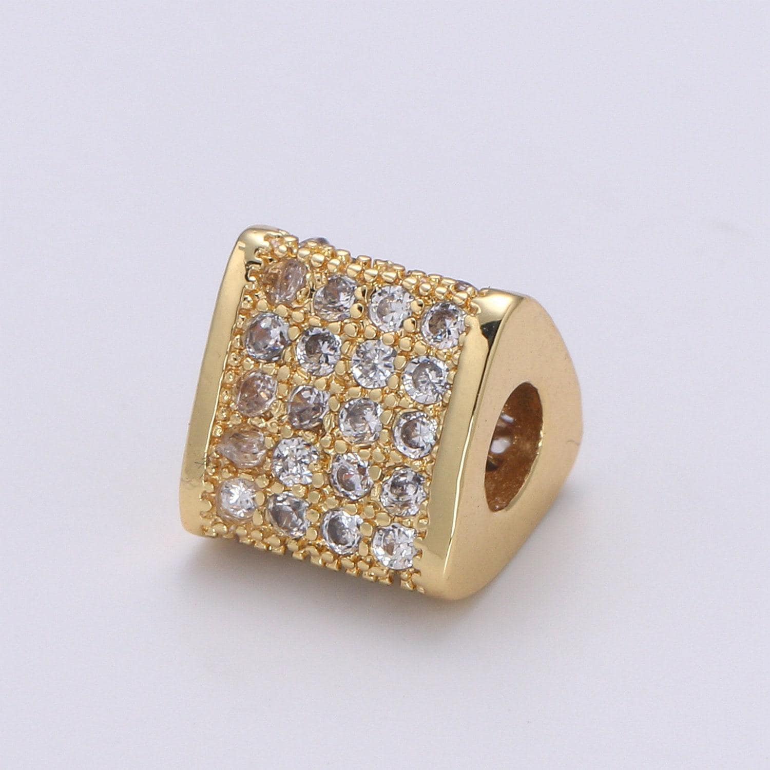1pc triangle gold cubic pave pattern beads spacer beads, for diy jewelry making european charms beaded bracelet-1060, 1061