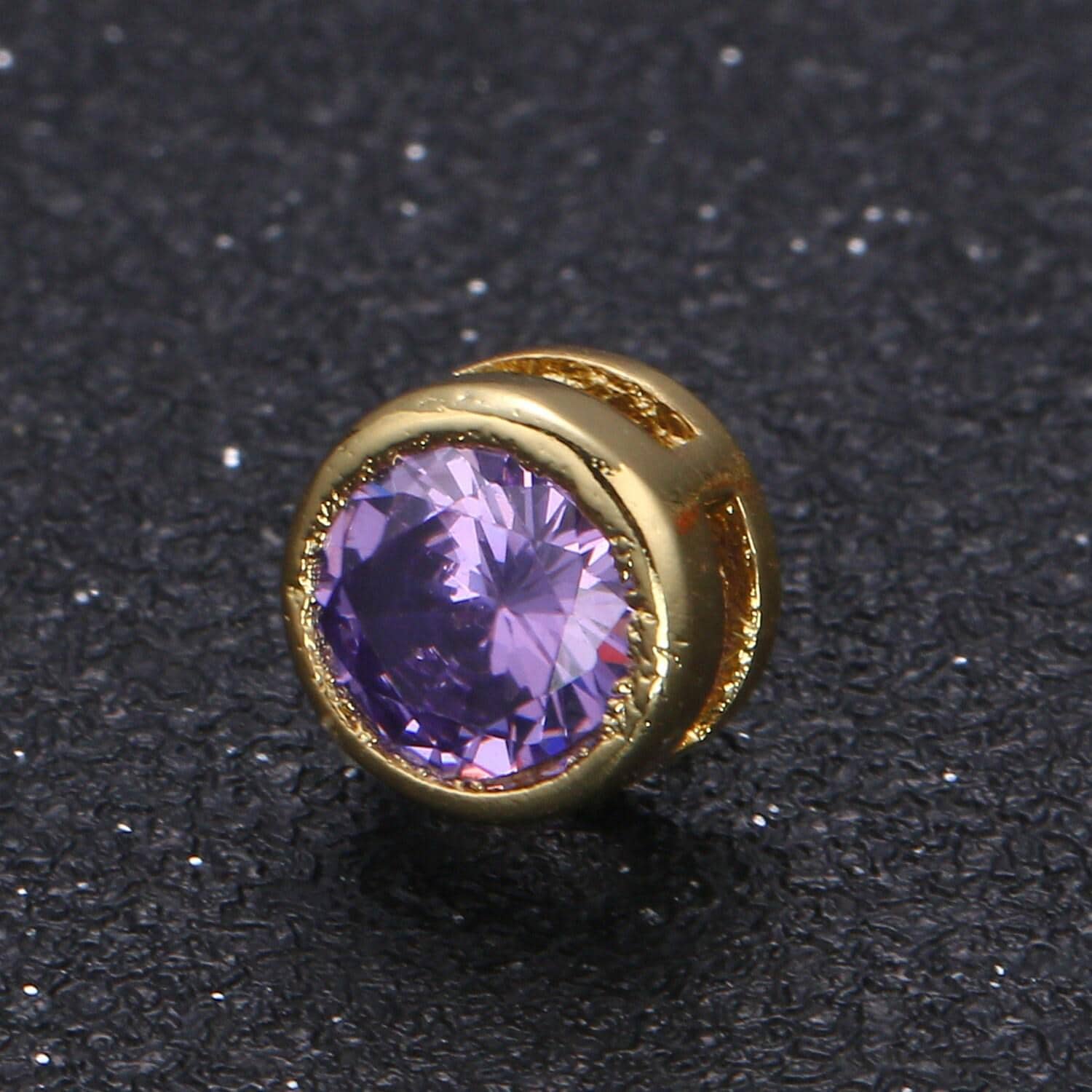 1x mini solitaire cz charm, round sleek pendant, color micro cz pave round circle charm, 8mm dia, spacer jewelry findings -119 - 126