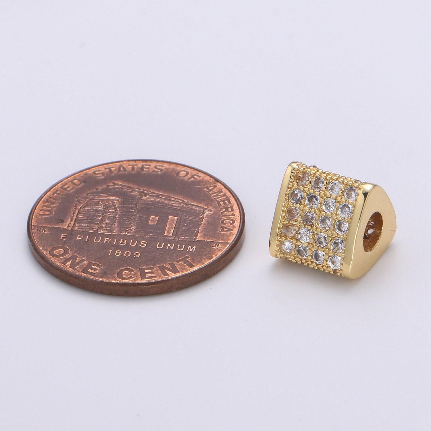 1pc triangle gold cubic pave pattern beads spacer beads, for diy jewelry making european charms beaded bracelet-1060, 1061