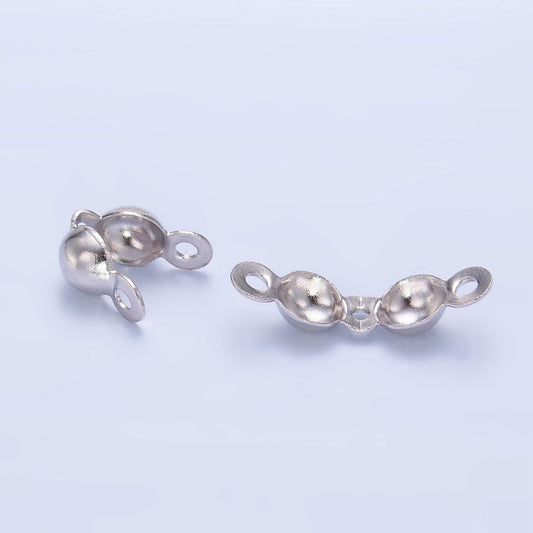 1pc sterling silver clamshell end tip beads 4.0mm diameter, s925 silver ball chain clasps for connector crimp beads | sl-514