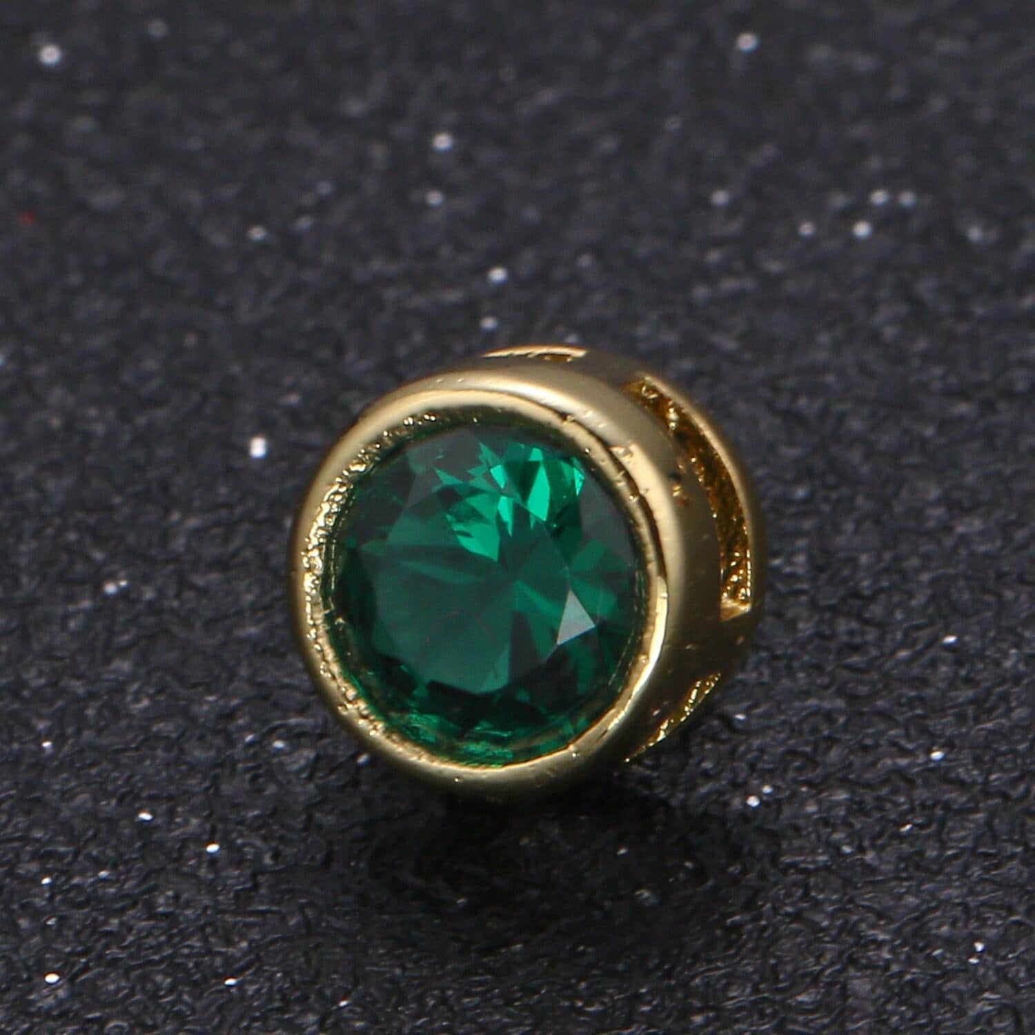 1x mini solitaire cz charm, round sleek pendant, color micro cz pave round circle charm, 8mm dia, spacer jewelry findings -119 - 126