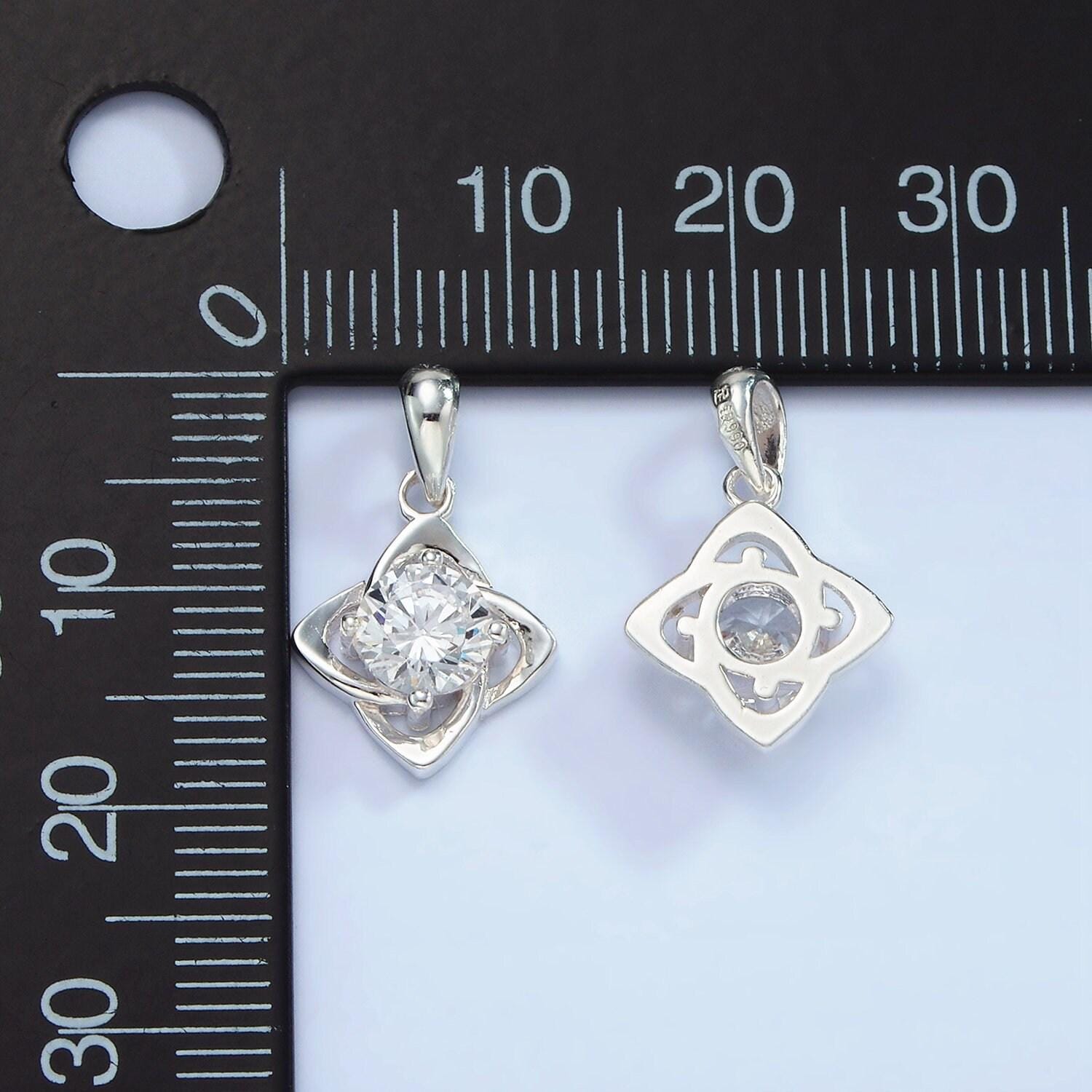 Sterling silver s925 cz open flower petal charm | sl-467