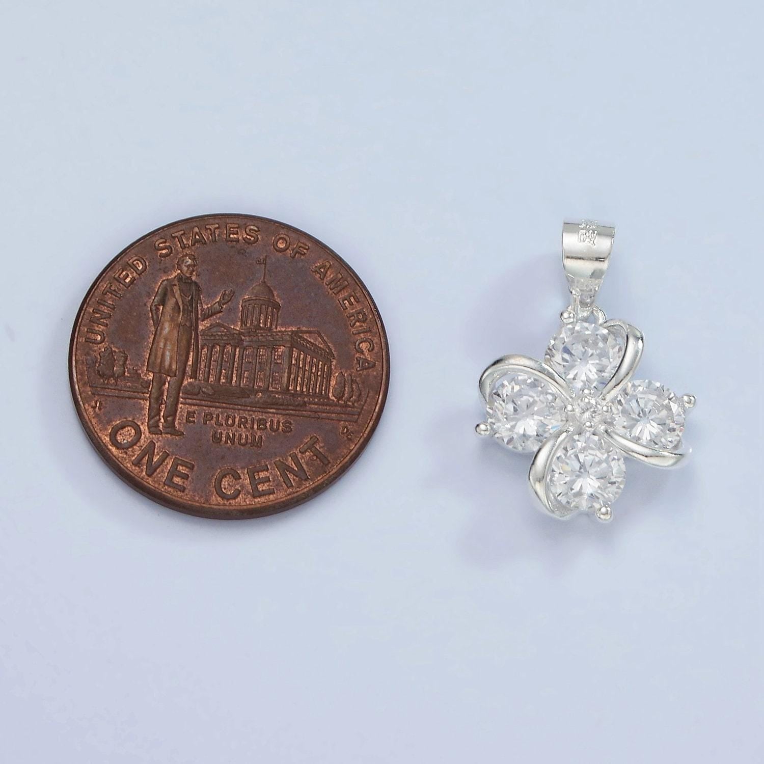 S925 sterling silver cz quatrefoil clover pendant | sl-457
