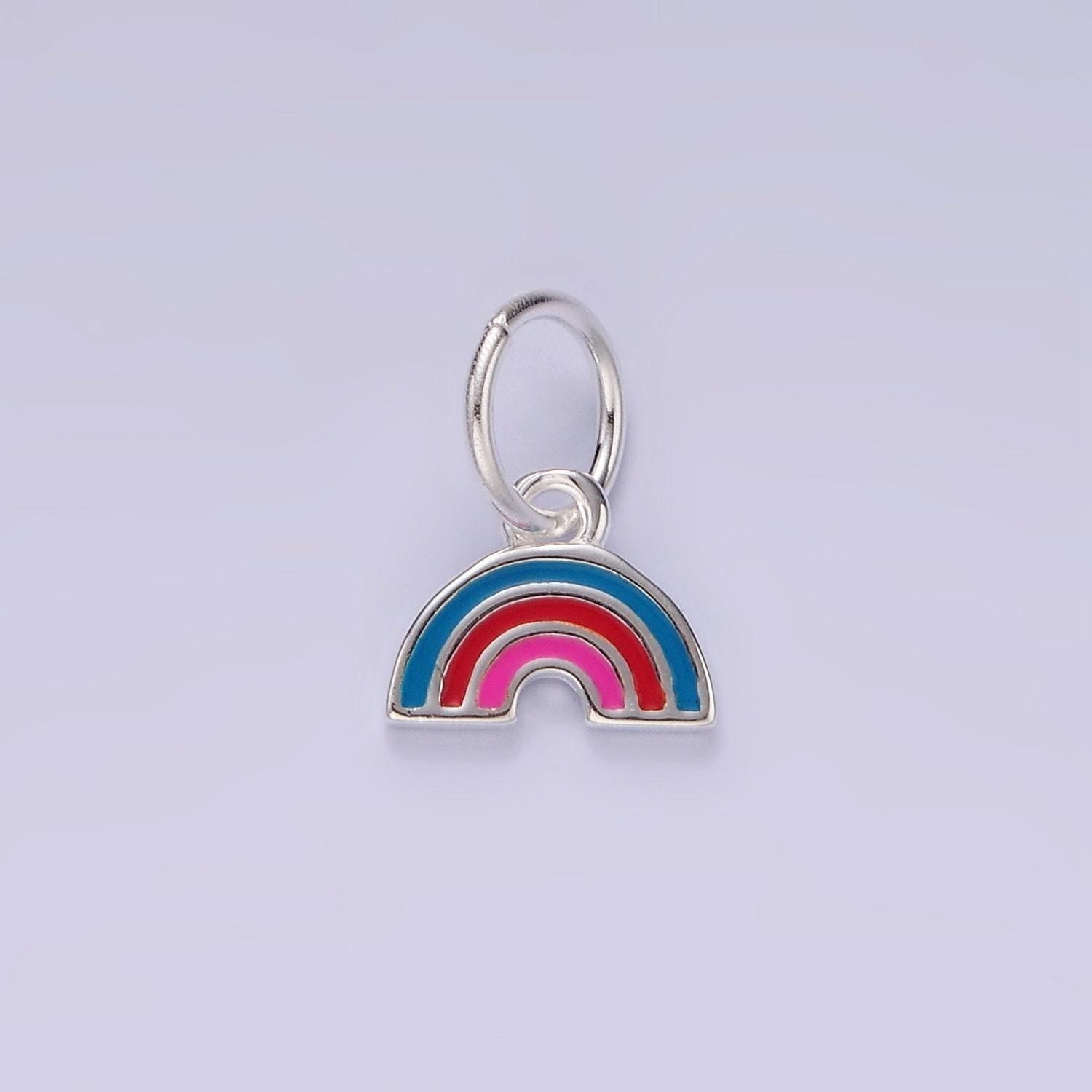 Mini sterling silver rainbow charm for bracelet earring necklace component s925 silver findings enamel charin sl430