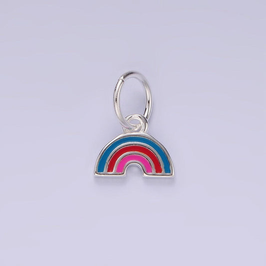 Mini sterling silver rainbow charm for bracelet earring necklace component s925 silver findings enamel charin sl430