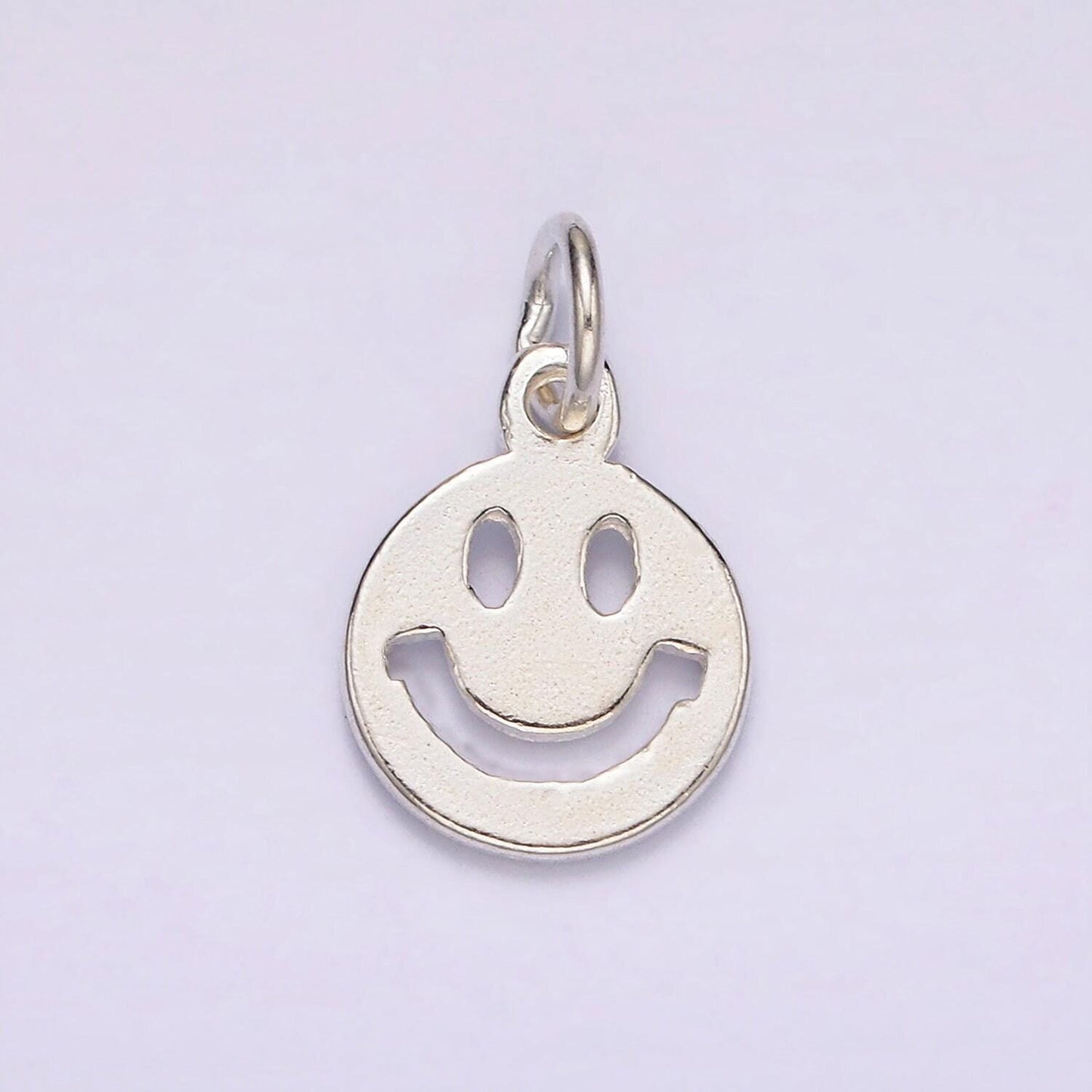 S925 silver sterling mini happy face, double sided charm | sl-418
