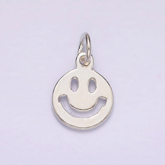 S925 silver sterling mini happy face, double sided charm | sl-418