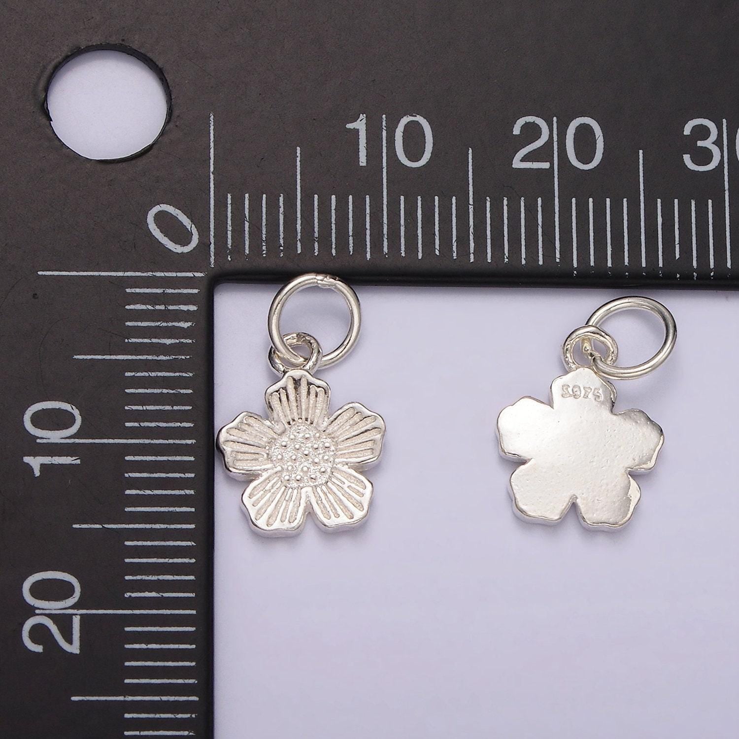 S925 sterling silver clear cz geometric edged open flower pendant | sl-415