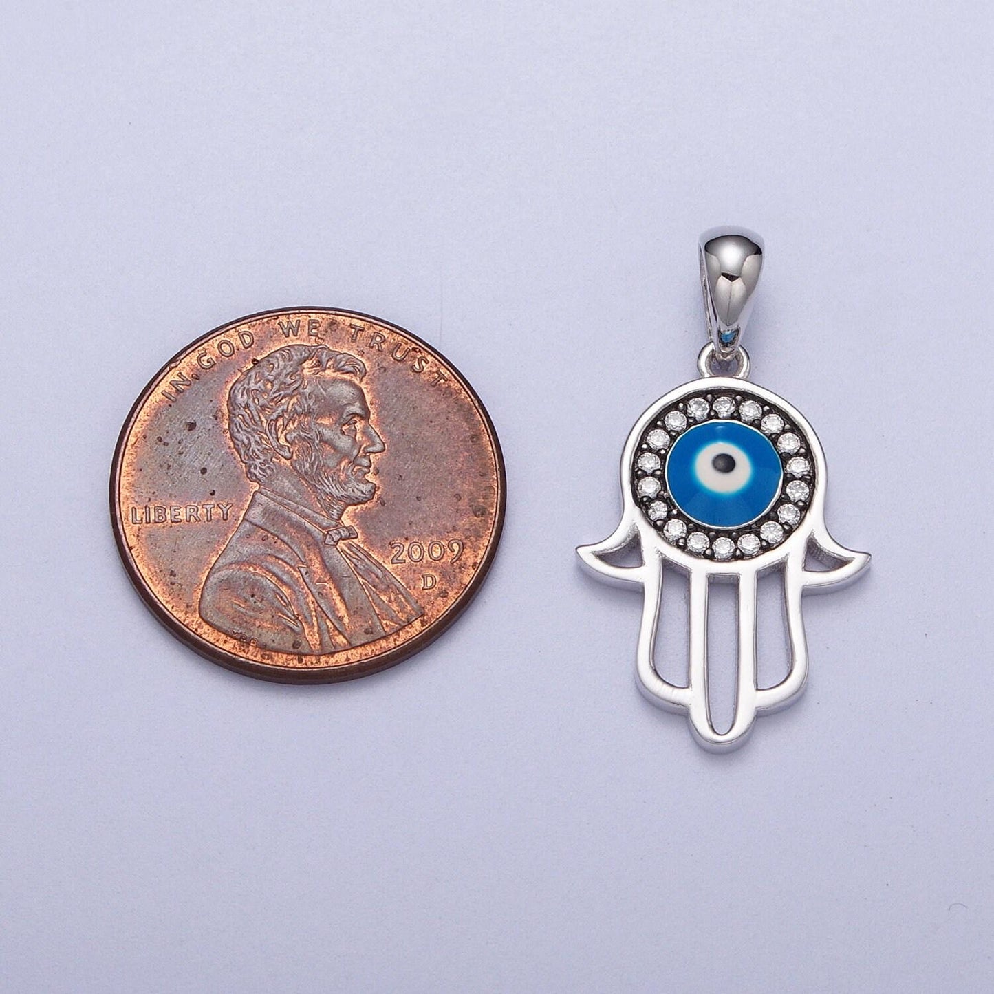 S925 sterling silver hamsa hand charm micro pave charm , hand of fatima evil eye jewelry pendant charm for religious jewelry supply sl-406