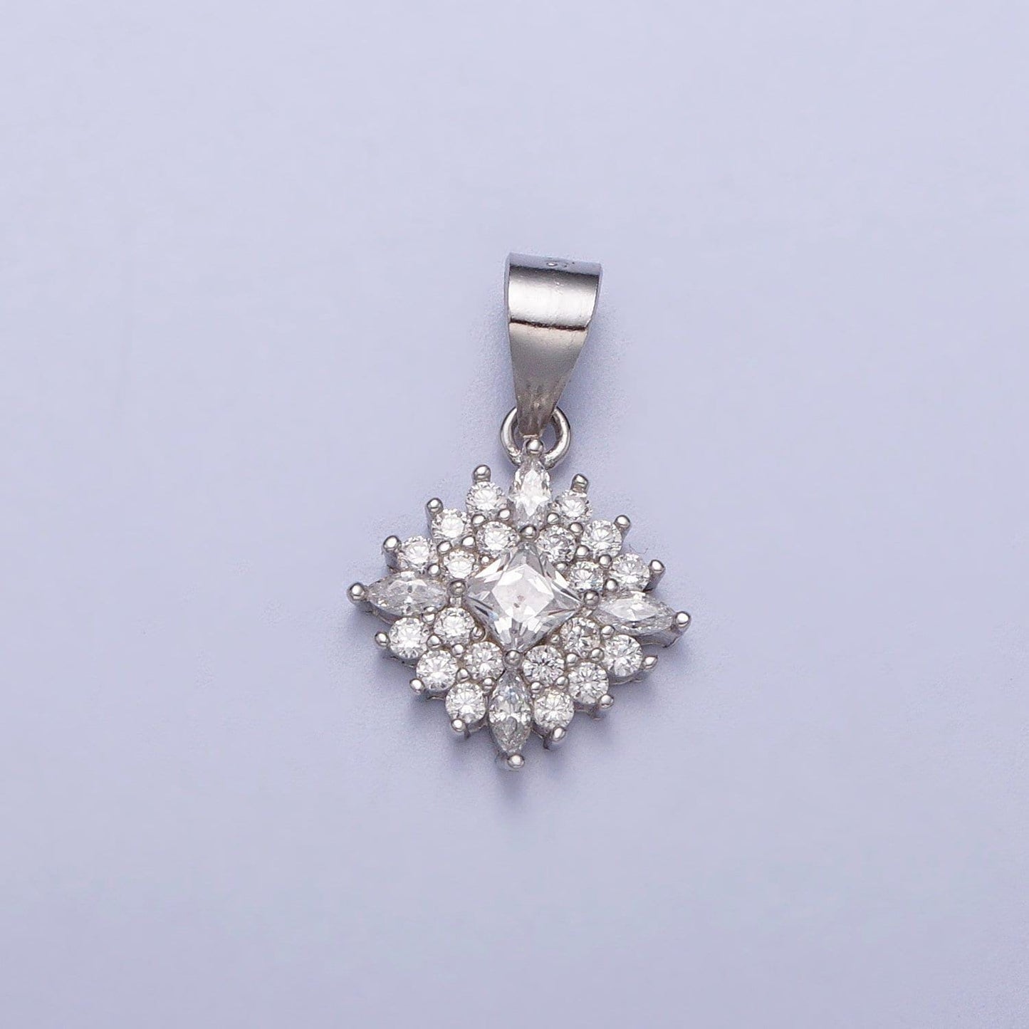 S925 sterling silver snow pendant micro pave snowflake charm for winter collection dainty cubic pendant dangle charm for necklace bracelet