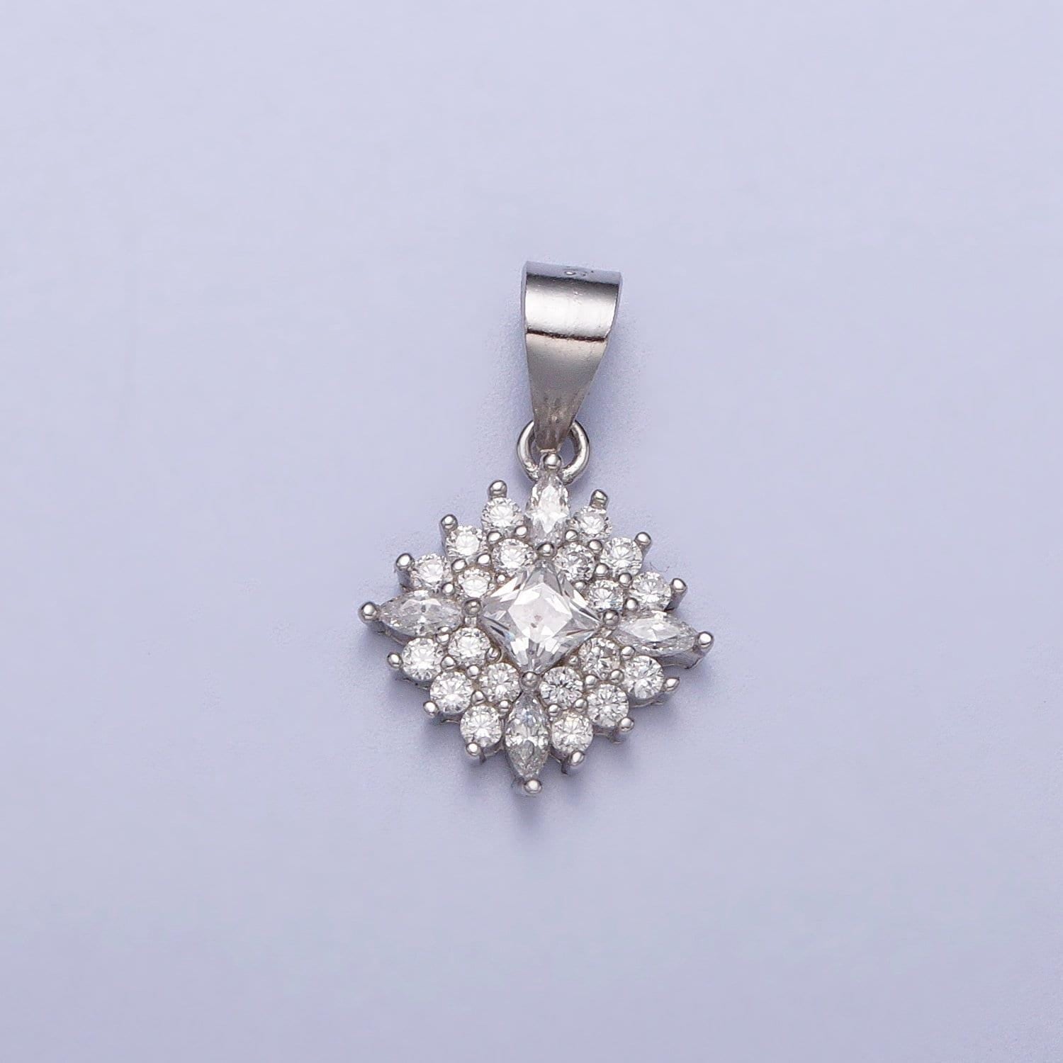 S925 sterling silver snow pendant micro pave snowflake charm for winter collection dainty cubic pendant dangle charm for necklace bracelet