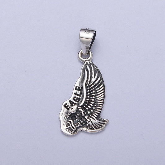 S925 sterling silver eagle mens necklace pendant bird of prey charm eagle pendant, oxidized silver eagle pendant gift for men father day