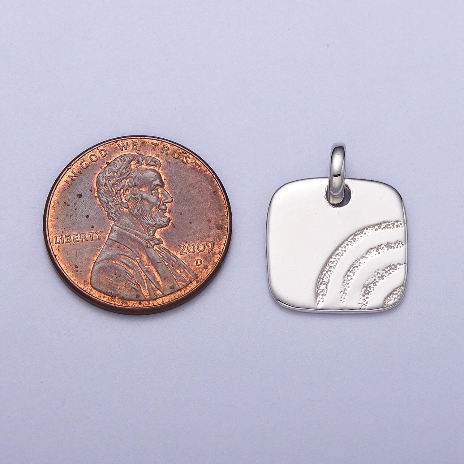 Mini silver heirloom square charm sun ray charm minimalist jewelry pendant for necklace bracelet component sl-397