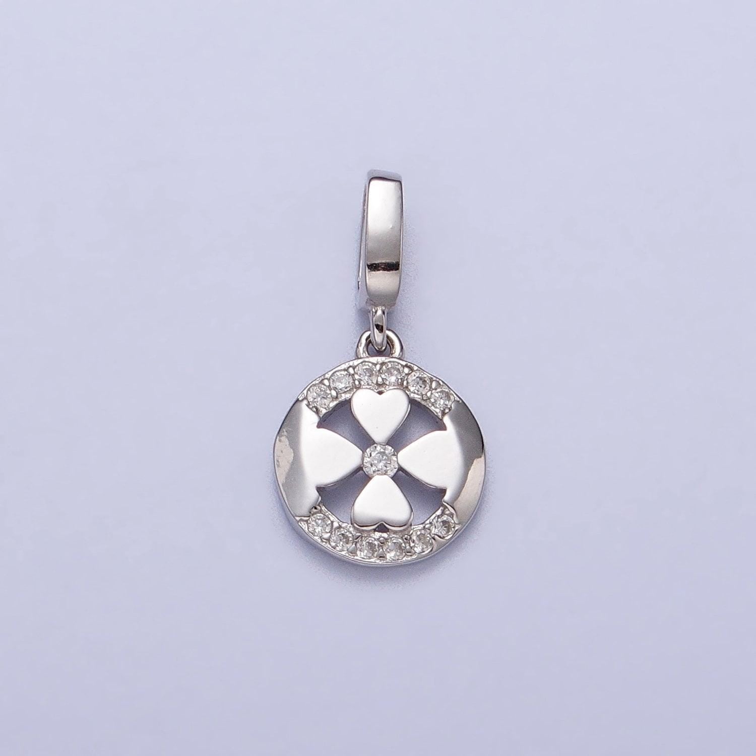 Dainty silver clover s925 sterling silver charms good lucky tiny charm jewelry for necklace bracelet earring necklace making sl-390