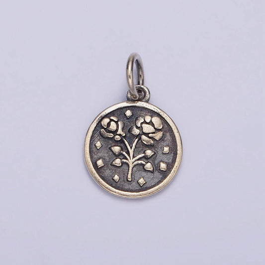 S925 sterling silver cotton blossom flower charm silver coin pendant small floral charm bracelet sl-367
