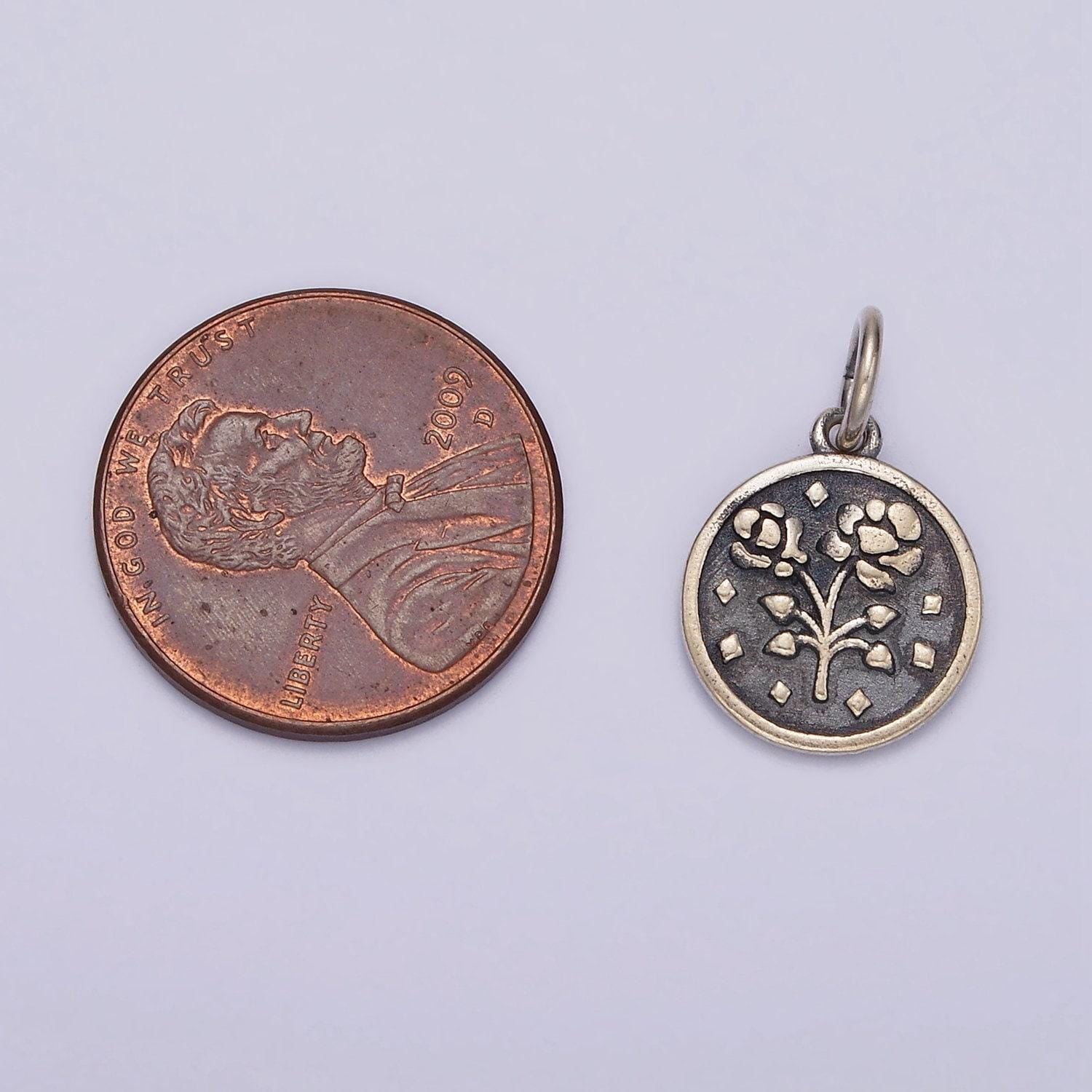S925 sterling silver cotton blossom flower charm silver coin pendant small floral charm bracelet sl-367