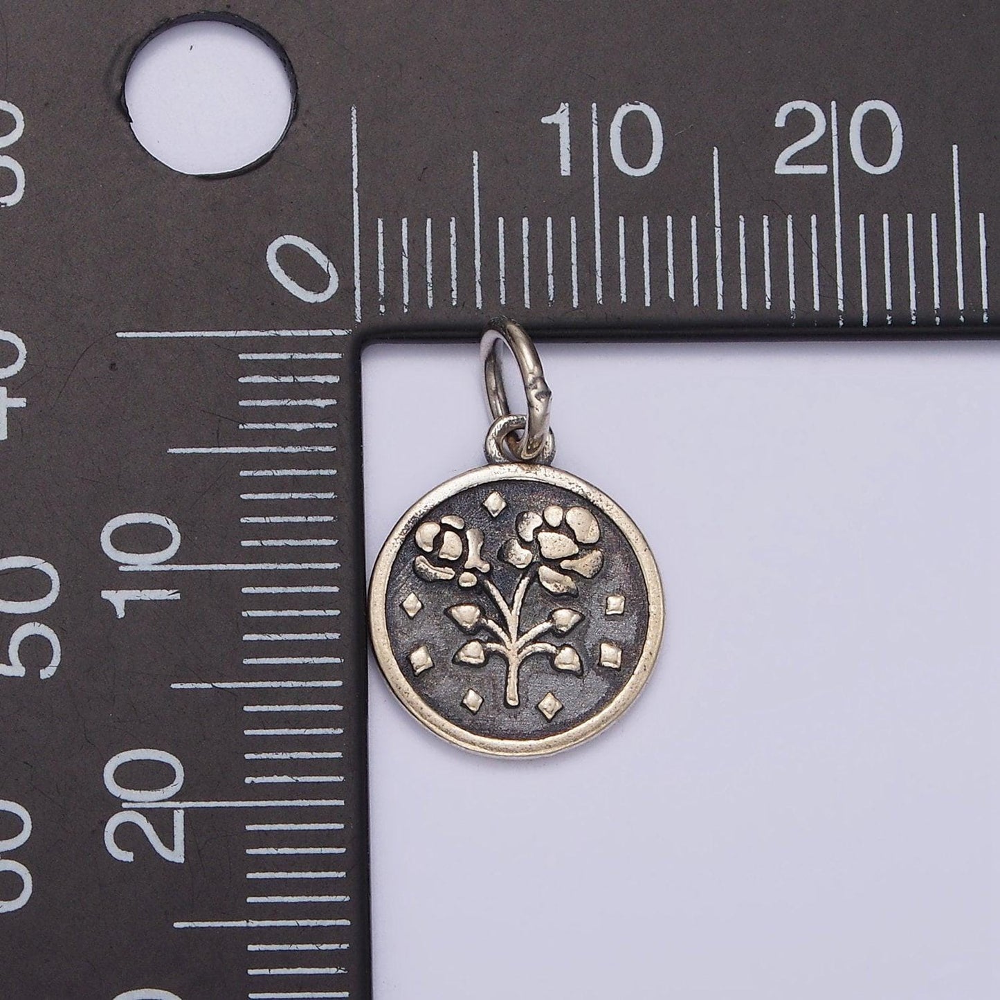 S925 sterling silver cotton blossom flower charm silver coin pendant small floral charm bracelet sl-367