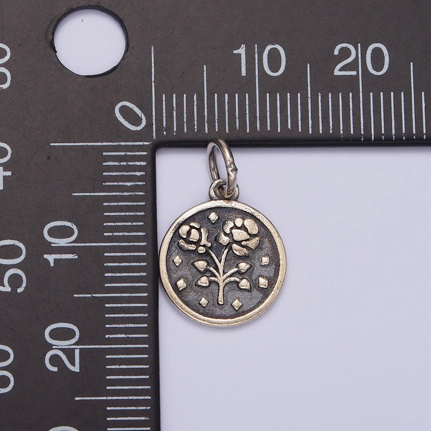 S925 sterling silver cotton blossom flower charm silver coin pendant small floral charm bracelet sl-367