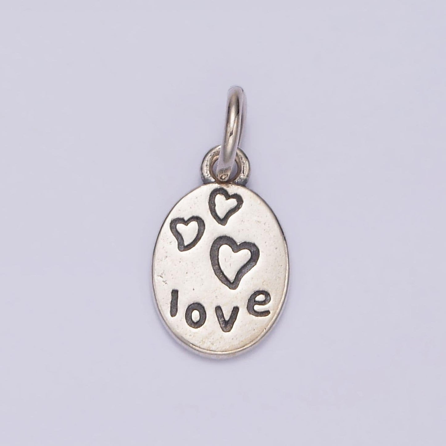 S925 sterling silver heart charm silver love pendant small oval charm bracelet sl-361