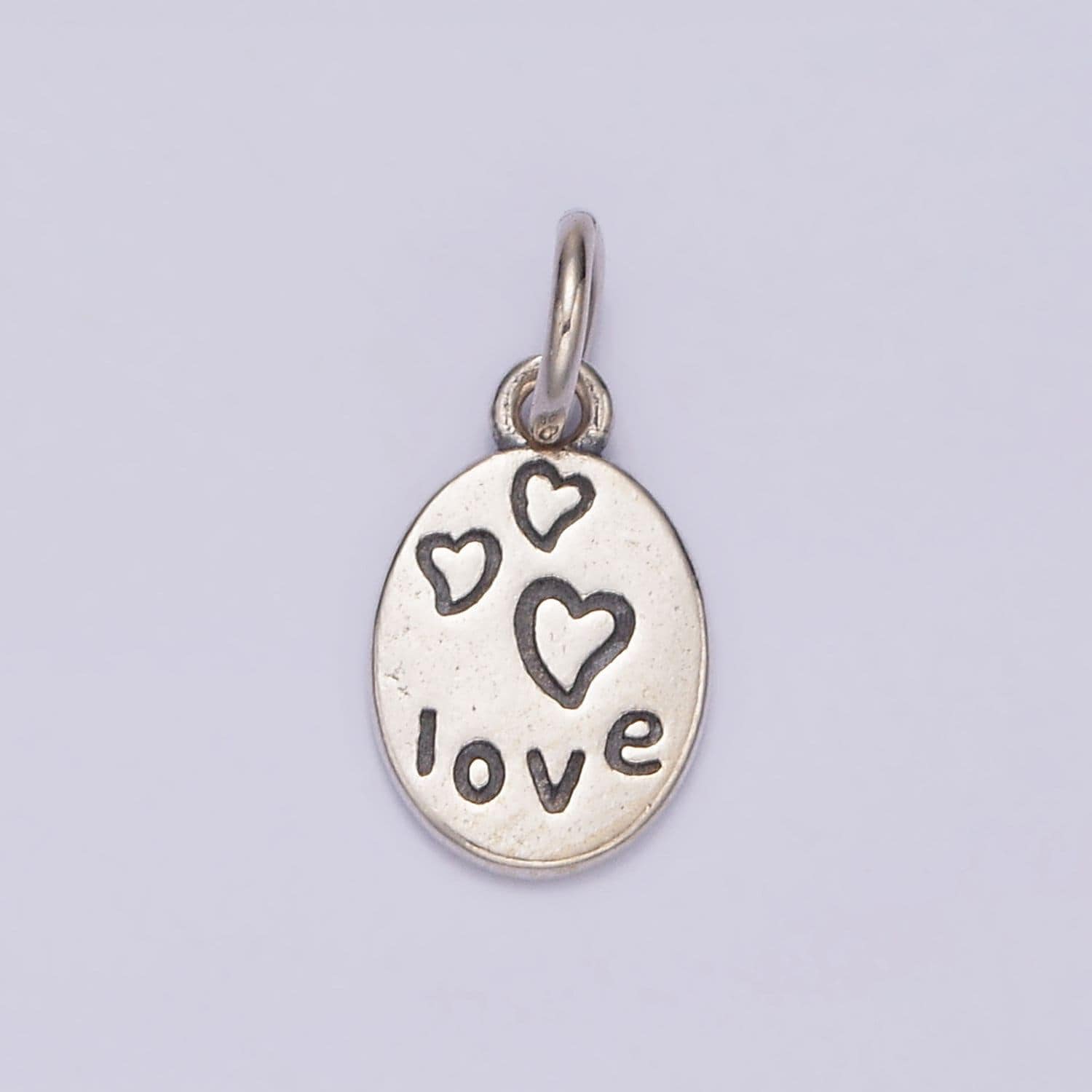 S925 sterling silver heart charm silver love pendant small oval charm bracelet sl-361