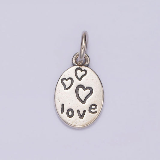 S925 sterling silver heart charm silver love pendant small oval charm bracelet sl-361